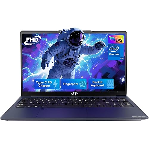 NIMO 15.6" IPS FHD-Laptop, Intel Pentium Quad Core N100 8GB RAM 256GB SSD (Beat i3-1115G4, Up to 3.4GHz) Computer with Backlit Keyboard Fingerprint Type-C WiFi 6 BT5.2, for Student and Home