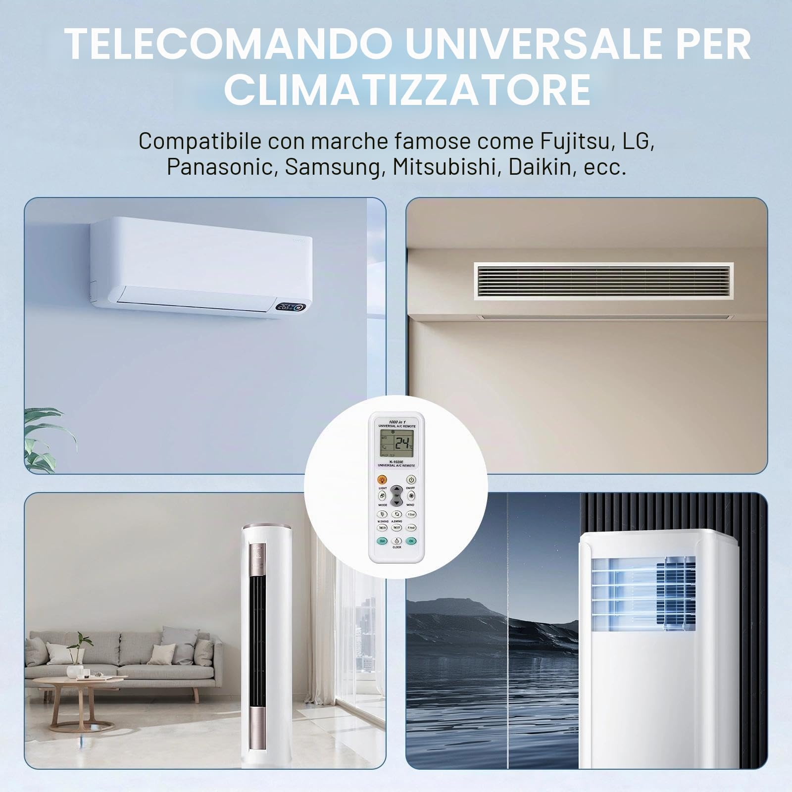 Telecomando Universale per Climatizzatori K-1028e Compatibile LCD 1000 in 1