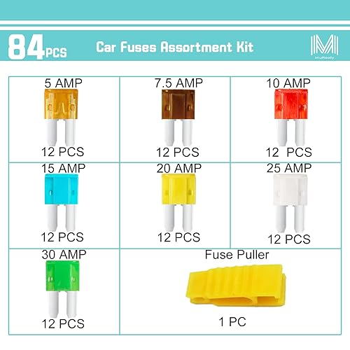 Miniatura 9 de Kit de fusibles Micro2  Surtido de fusibles Micro 2 56 piezas (5 7.5 10 15 20 25 30 AMP) con herramienta extractora, kit de fusibles ATR Micro2 hoja
