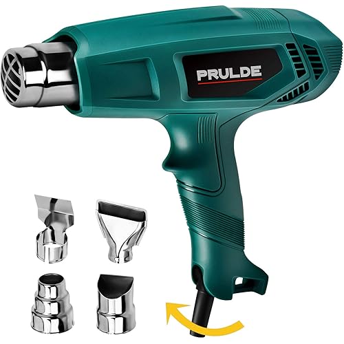 Heat Gun, PRULDE HG0080 Hot Air Gun Kit Dual Temperature Settings 752℉-1112℉ with 4 Nozzles for Crafts, Shrink Wrapping/Tubing, Paint Removing