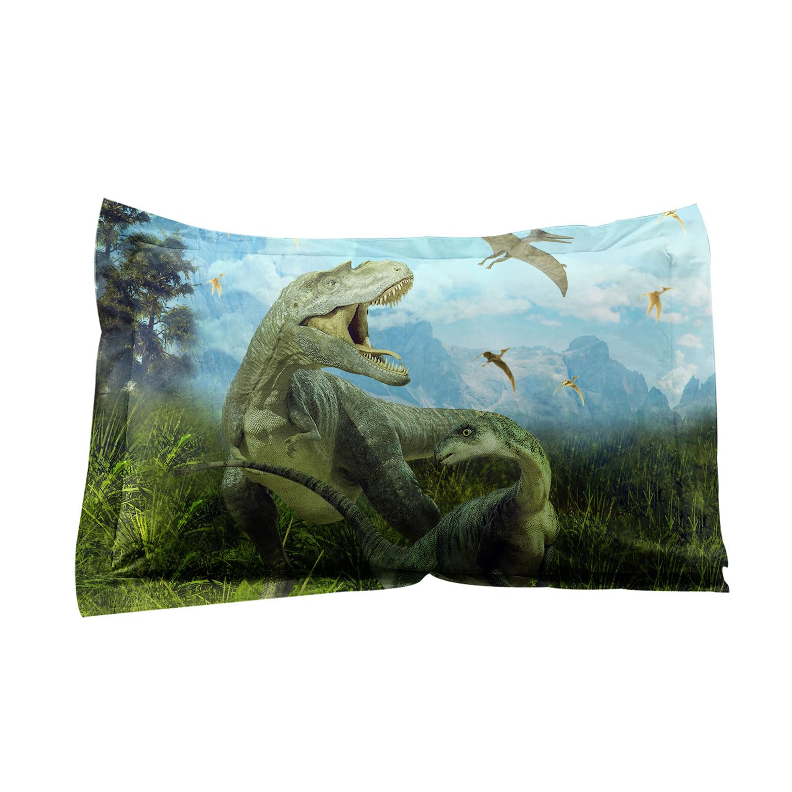 ADASMILE A & S Sábanas De Dinosaurio Tamaño Individual Para Niños, Ropa De Cama De Dinosaurio 3D Para Niños, Juego De Sábanas De Dinosaurio T-Rex Para Niños, Incluye Sábana Encimera Ajustable