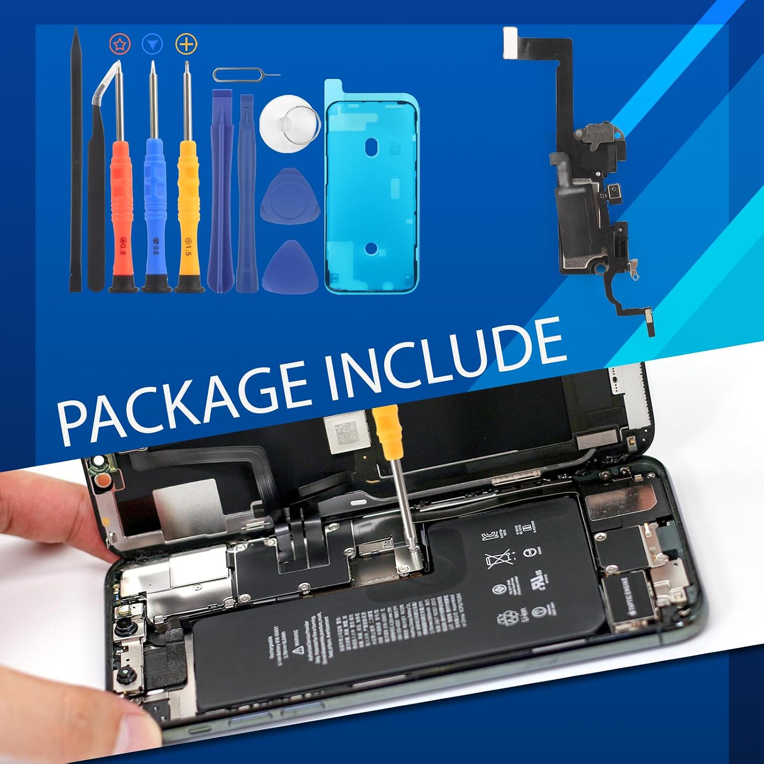 Earpiece Speaker for iPhone 12 Ear Speaker Replacement for iPhone 12 PRO Speaker Replacement Light Proximity Sensor Flex Cable Earphone Speaker Assembly with Tools
