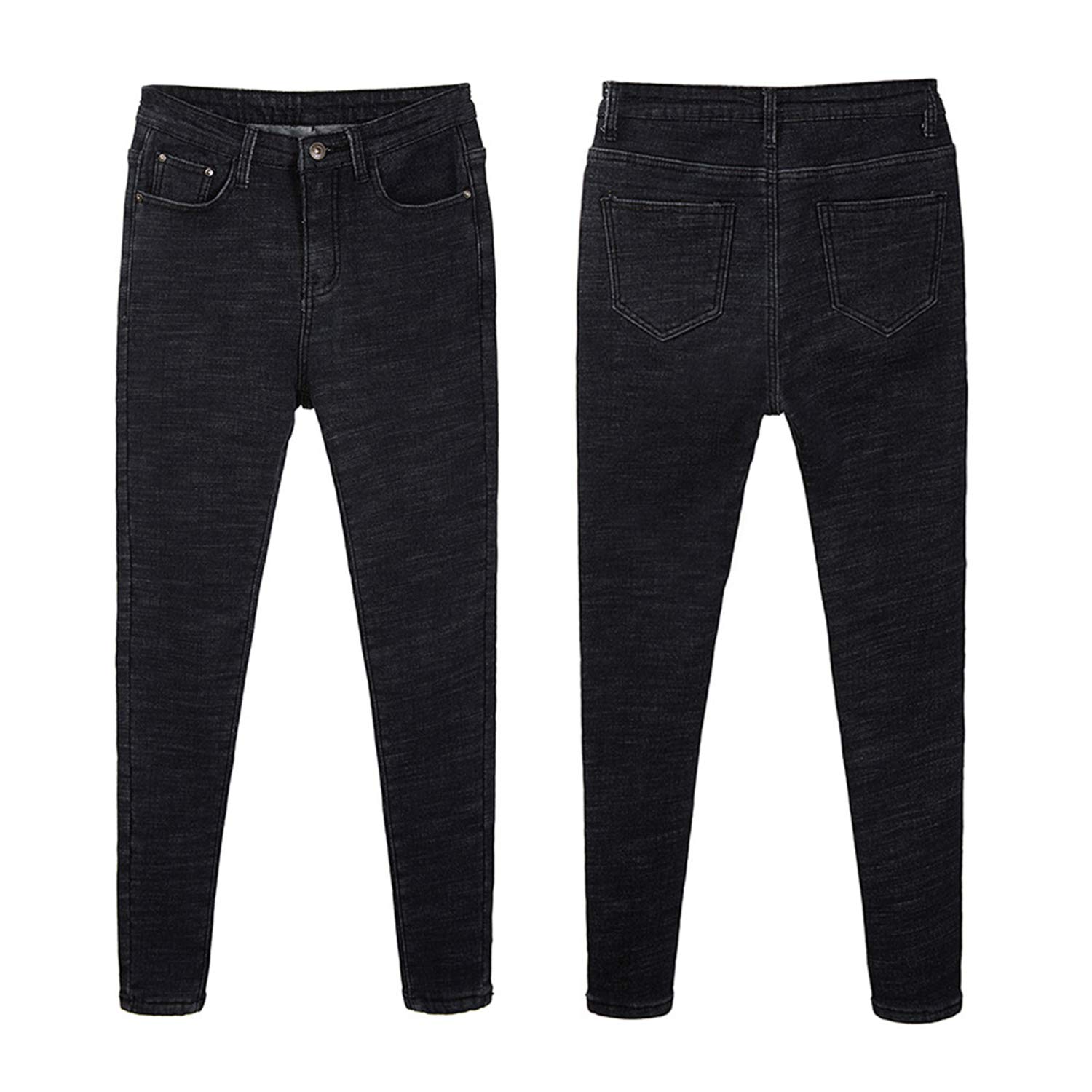 Jeggings d'hiver en polaire extensible pour femme - Taille haute
