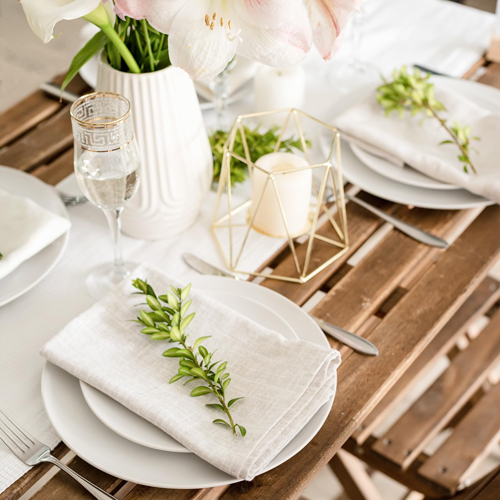 6 Tovaglioli In Lino E Cotone Naturali – 40x40 Cm, Colore Beige, Lavabili In Lavatrice, Per Matrimoni, Natale E Cene Eleganti, Morbidi E Assorbenti - 4