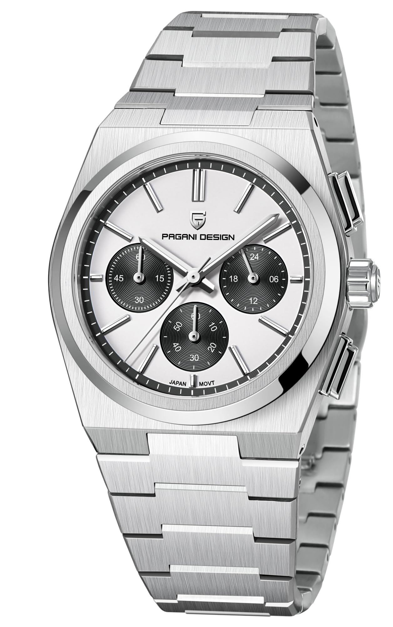 CEYADGPagani Design PD1761,Men's Watch,Stainless Steel Bracelet,100M Waterproof,Luminous Pointer,Chronograph,AR AF Coating