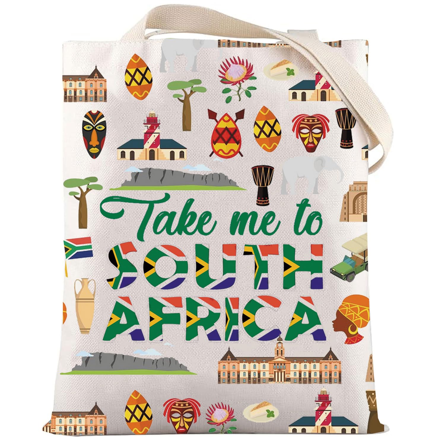 LEVLO South Africa Symbols Travel Cosmetic Bag South Africa Souvenir Gift Take Me To South Africa Makeup Zipper Pouch Bag for Traveler South Africa Tote