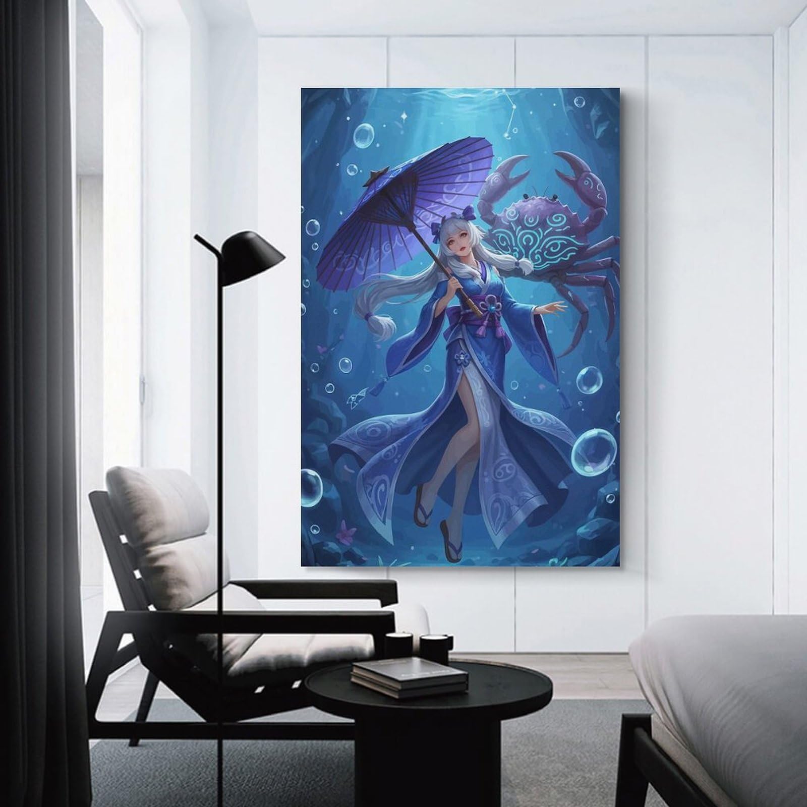 Junmoney Girls Unframe-Style-5 Anime With Crab And Umbrella Room Decor Wall Art 16X24inch(40X60cm), For Lounge Decor, Offices Or Entryway Styling, A Flexible Wall Accent For Shared Spaces