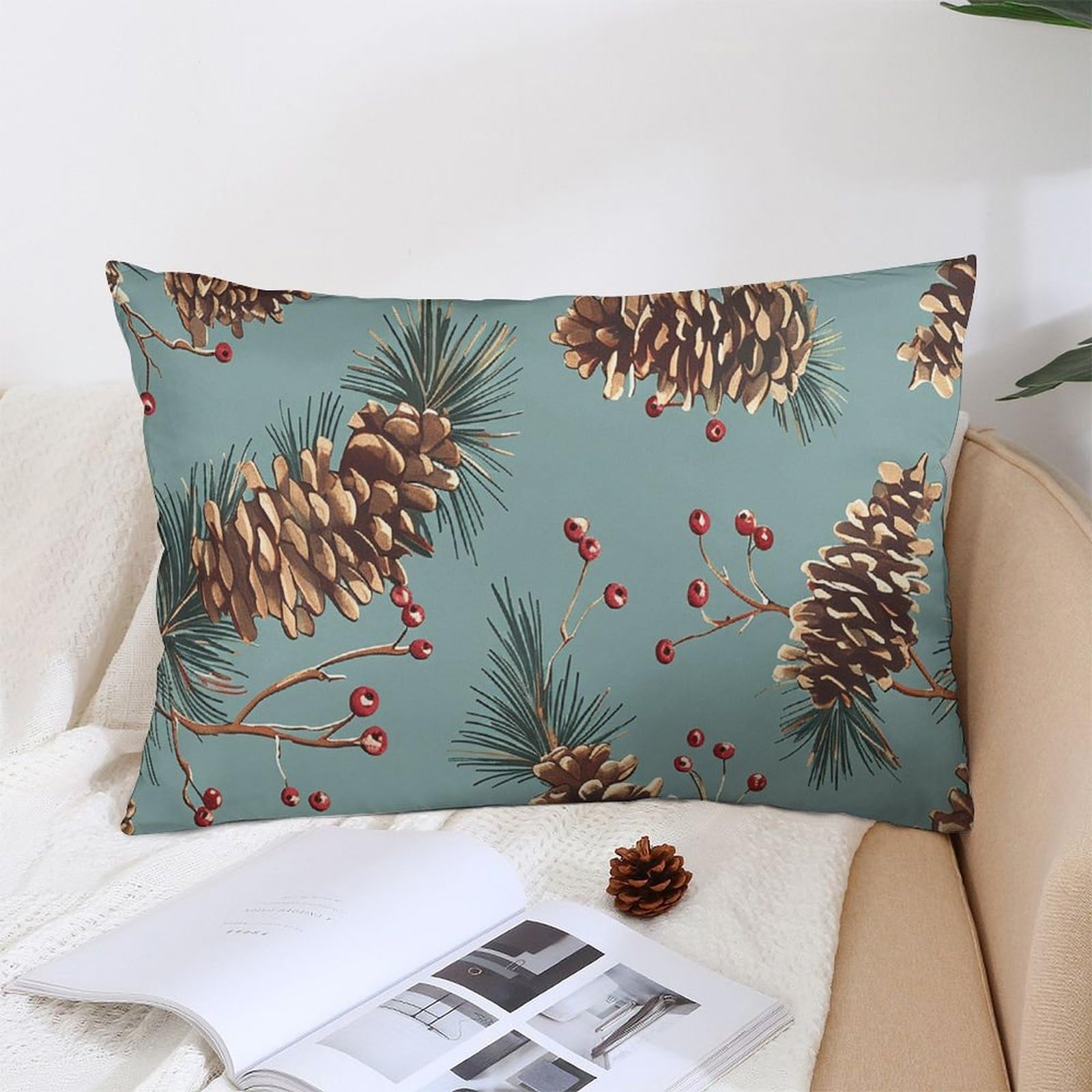 NTVOWPZO Decoration Throw Pillow Covers 12 "x20 Pillowcases Covers with Pine Cones Soft Pillowcases Modern Farmhouse Home Decor Sofa Cushions Covers for Couch Bed Living Room