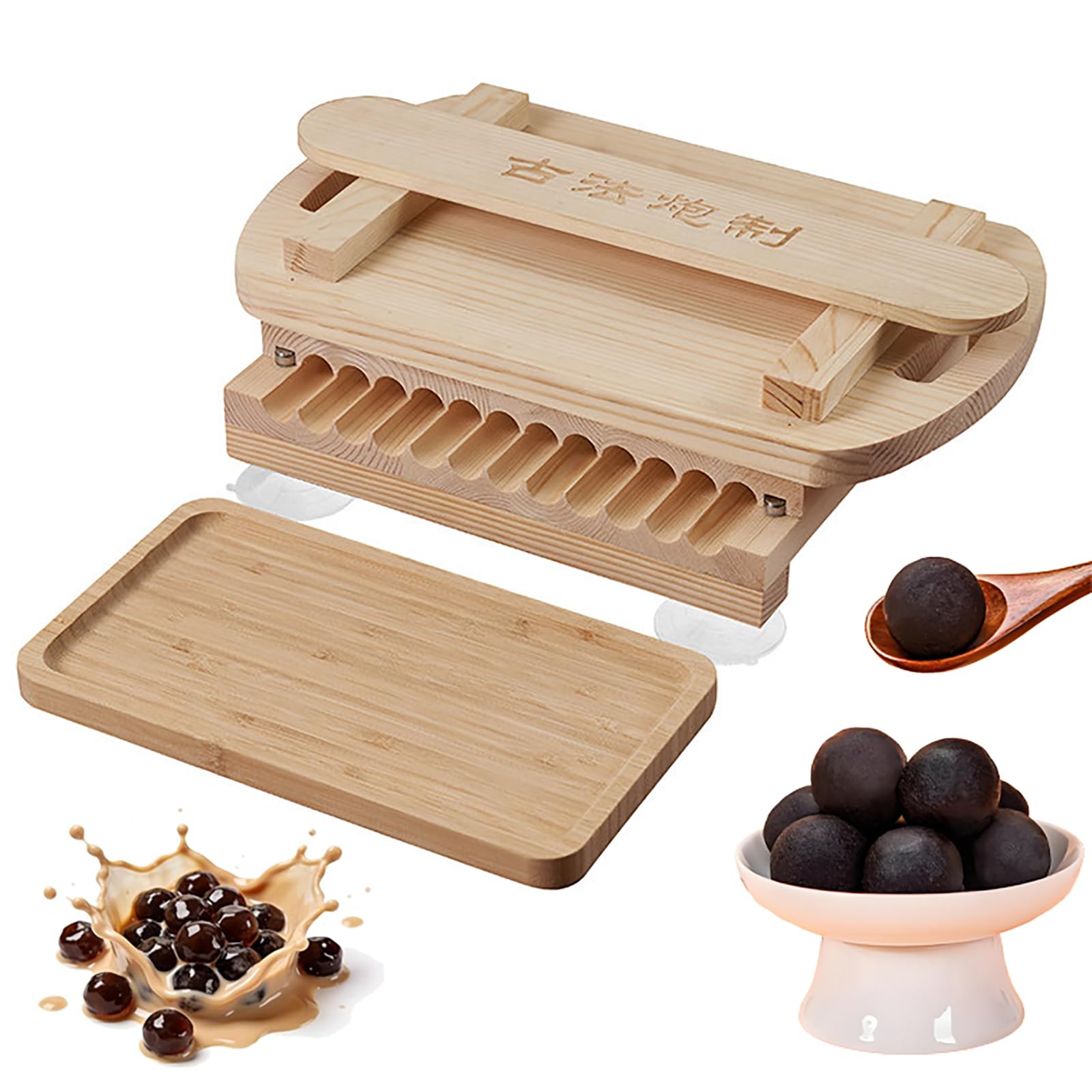 Macchina per realizzare perle di tapioca, doppia maniglia con scanalature lisce e base stabile, per tè al latte e cucina di casa fai da te
