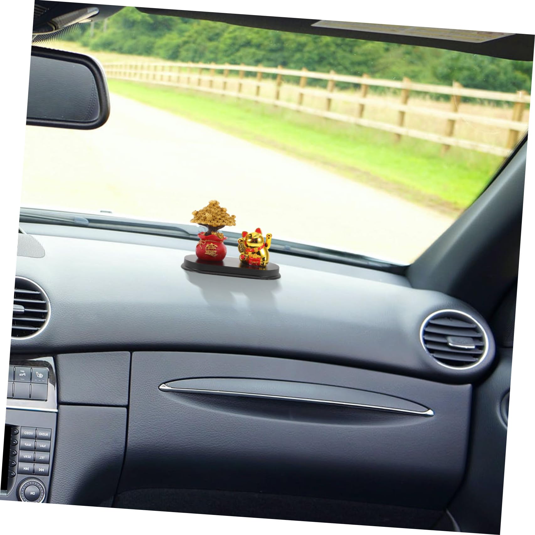 Cabilock 5 Piezas Figura de Gato Suerte Dorada para Escritorio y Coche