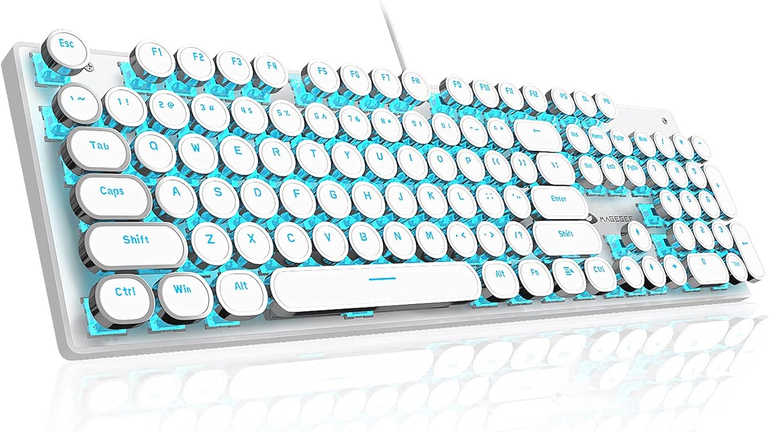 MageGee Typewriter Mechanical Gaming Keyboard, Retro Punk Round Keycap