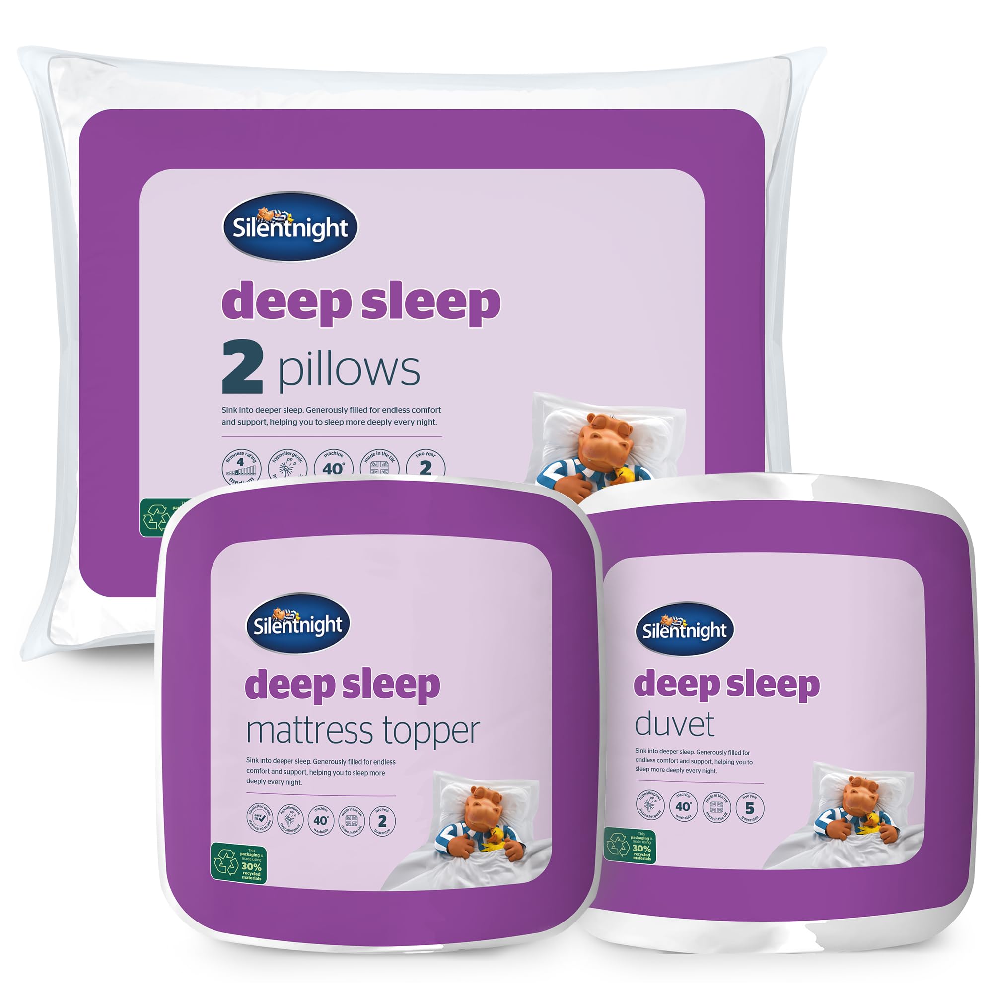 Silentnight Deep Sleep Double Duvet, Pillow Pair & Mattress Topper - 10.5 Tog Quilt Ideal for Spring Summer Autumn Winter with Medium Support Pillow Pair and Mattress Topper - Hypoallergenic - Double โ image 1