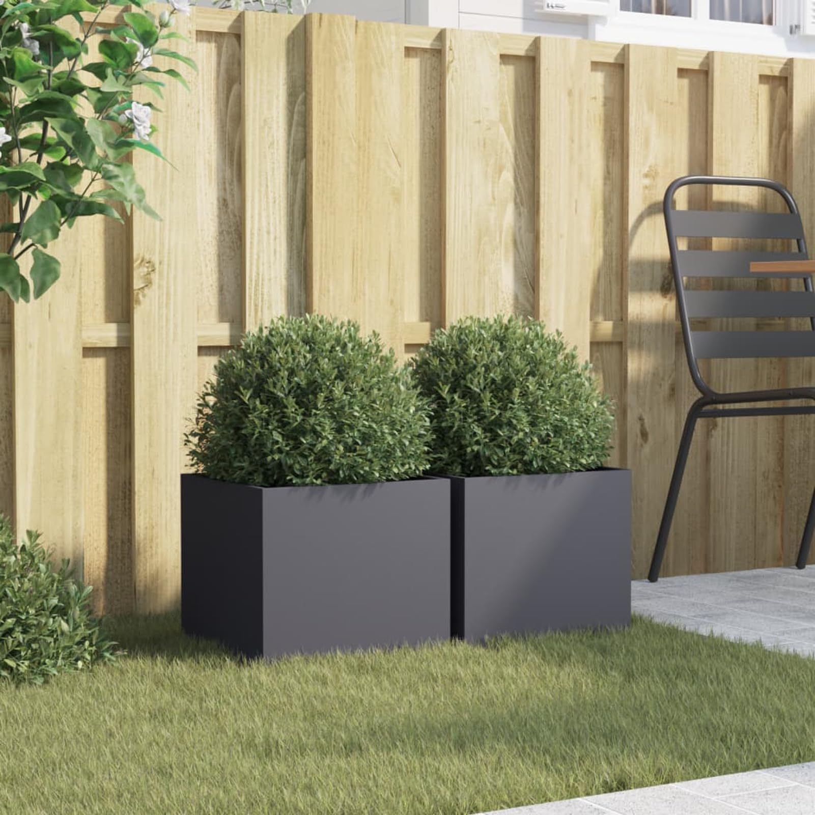 Gecheer Fioriere Rialzate, per Giardinaggio Fai da Te con Struttura in Acciaio Laminato a Freddo 32x30x29 cm Antracite, Ideali per Balcone Patio e Giardino