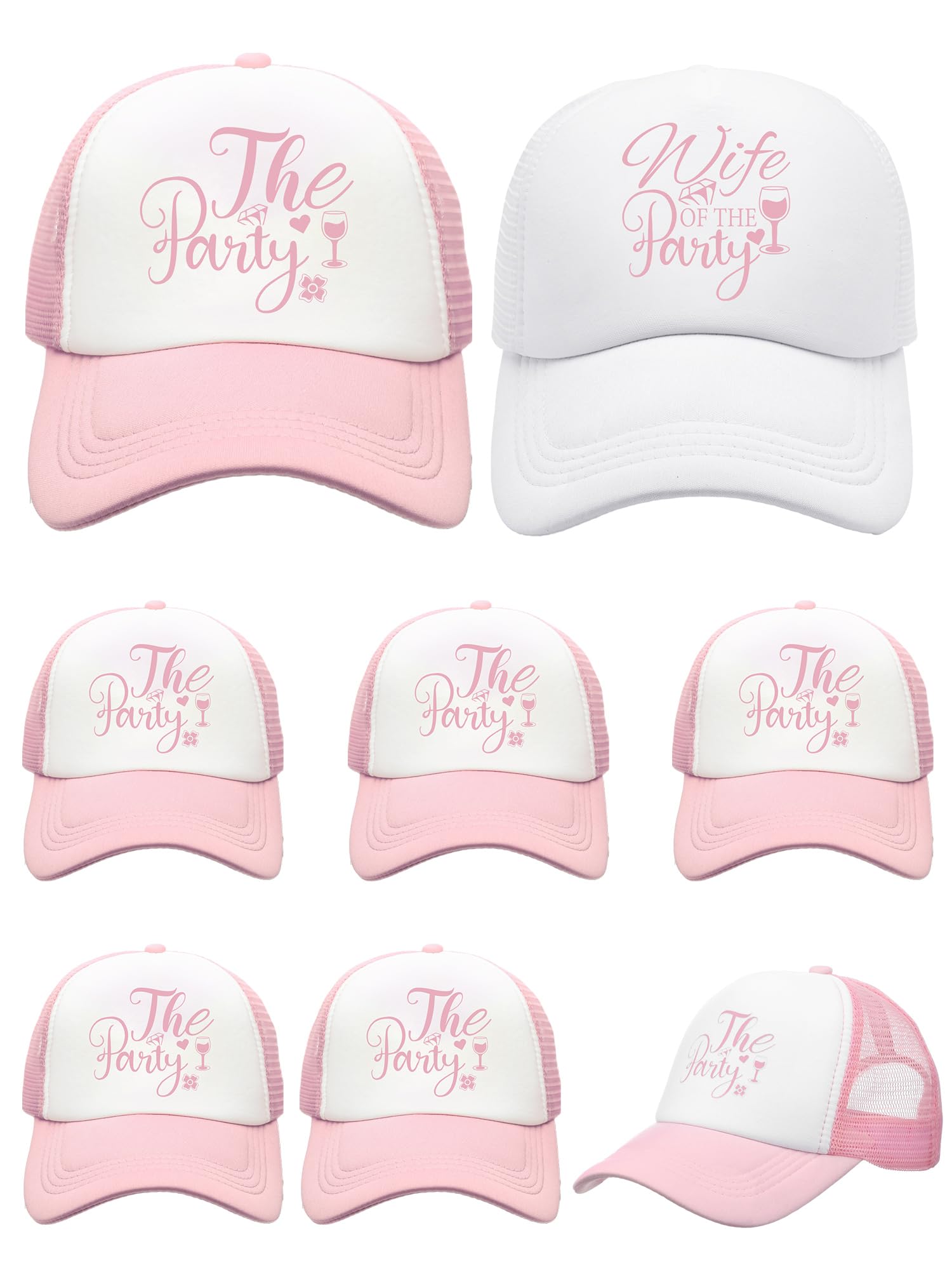 8 Pcs Bachelorette Trucker Hat Set, Adjustable Wedding Party Caps Bachelorette Trucker Hats main image 2