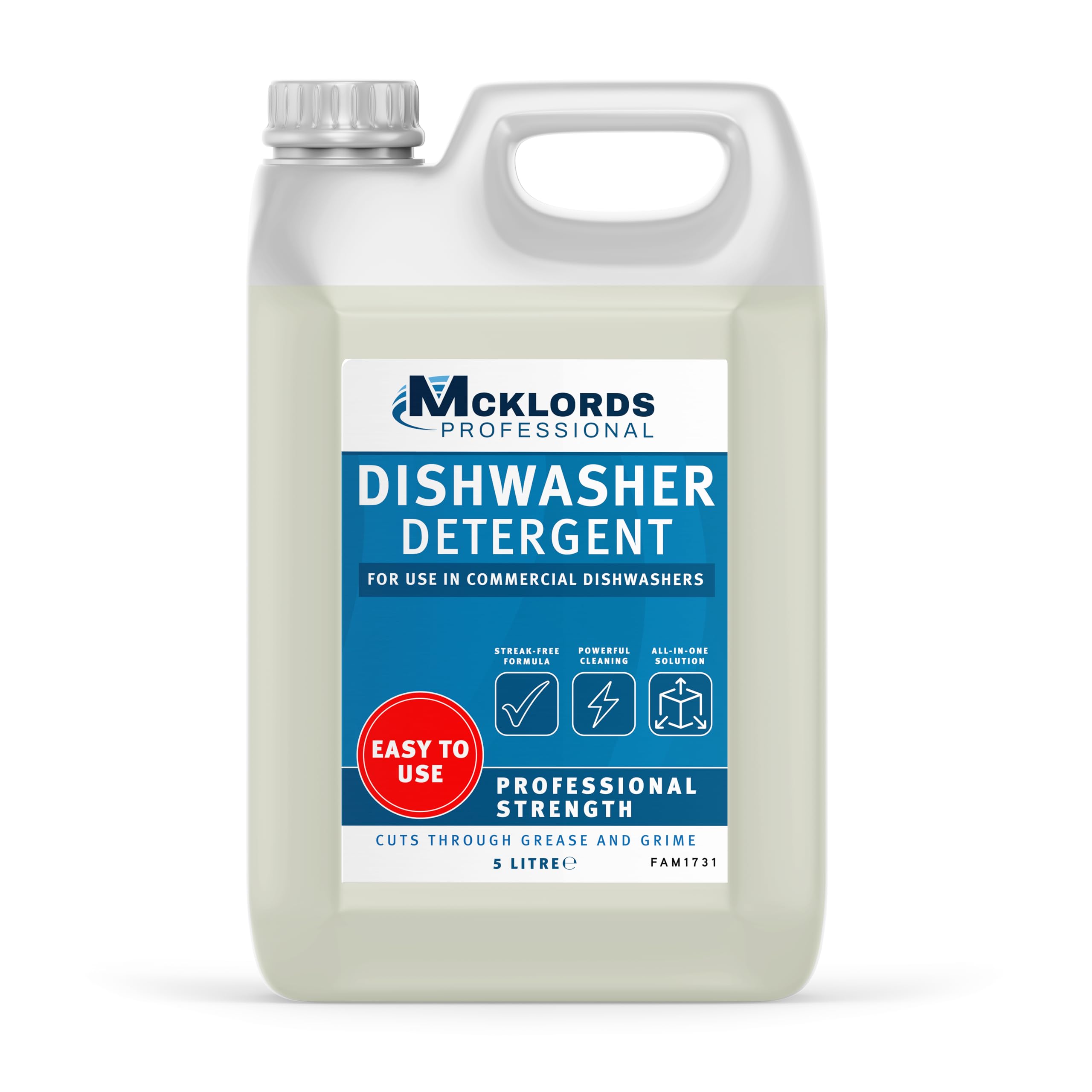 McKLords Professional - Commercial Dishwasher Detergent 5L - Automatic Dosing Tube Liquid for Catering & Restaurant Machine Dishwashers - NOT for Household Use