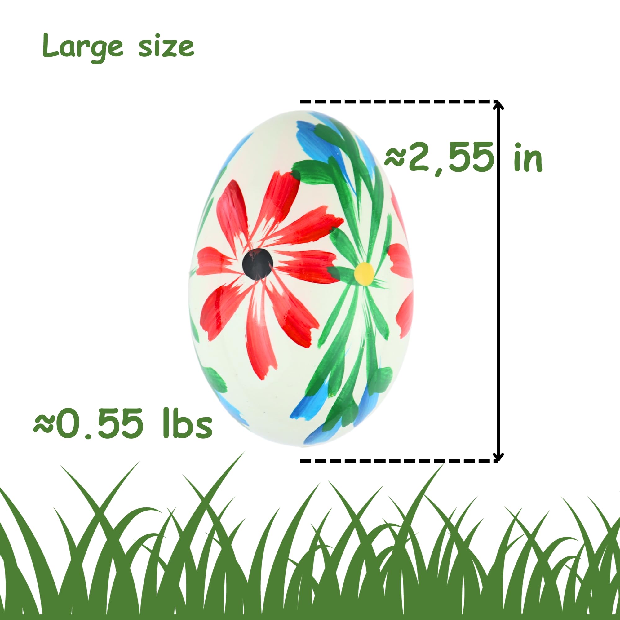 VESPLO Pisanki Hand Painted Wooden Easter Eggs - Traditional Decorative Eggs for Easter, Holiday, Home Decor - Pysanki Fake Eggs - Wooden Eggs - Made in EU (Large) - 2,55 in, Set of 6