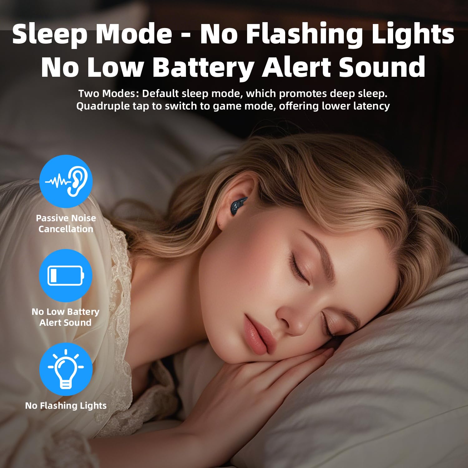 Mykindult Sleep Headphones, Wireless Sleep Earbuds for Side Sleepers, Mini Earbuds for Sleeping, Ultra-Thin Bluetooth 5.4 Headphones, Comfortable Invisible – White