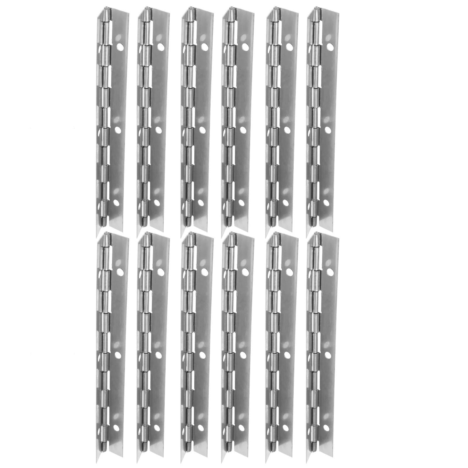 12 Stück Edelstahl-Klavierscharniere for Glas-Duschtür-Kabinett-Hardware Badezimmer-Küchengehäuse Silber für Klaviere Schranktüren