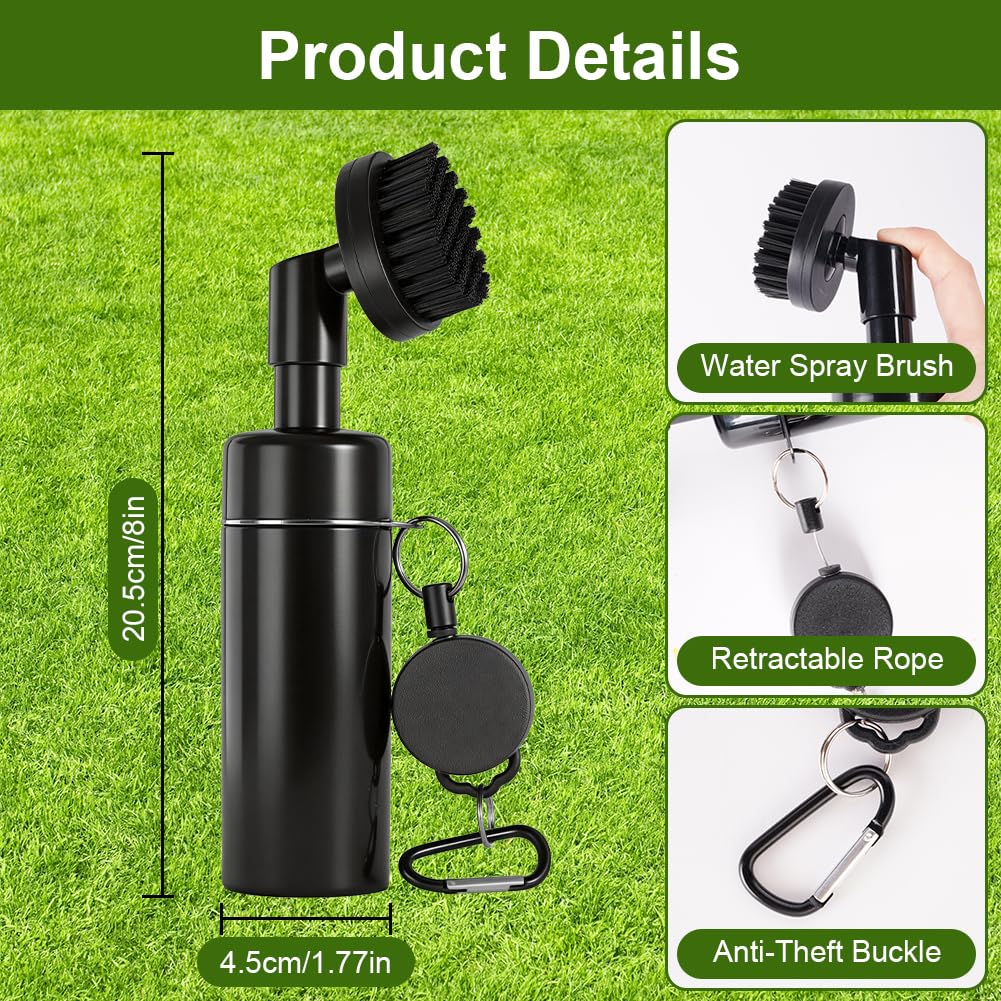 Vicloon Kit de Limpieza para Golf,Cepillos Limpiadores de Toallas de Golf,Herramientas de Limpieza de Golf Cepillo con Afiladora de Ranura de Golf,Club Cleaning Brush,Towel - 2