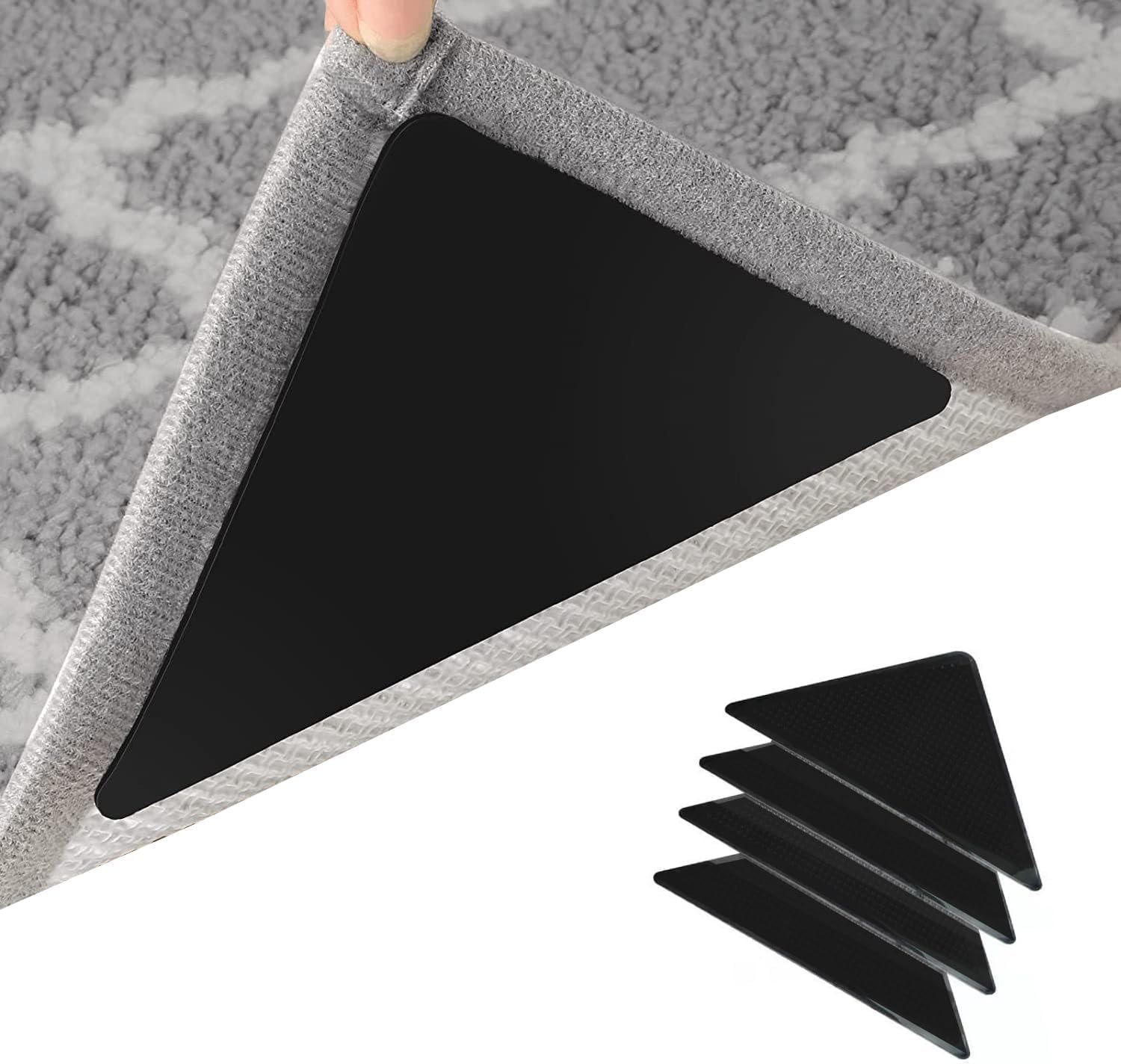 Goodern 16 Pcs Grippers for Rugs,Double Sided Non Slip Rug Pads for Hardwood Floors and Tiles,Reusable and Washable Rug Tape for Area Rugs,Dual Sided Adhesive Rug Pad Gripper Keep Corners Flat