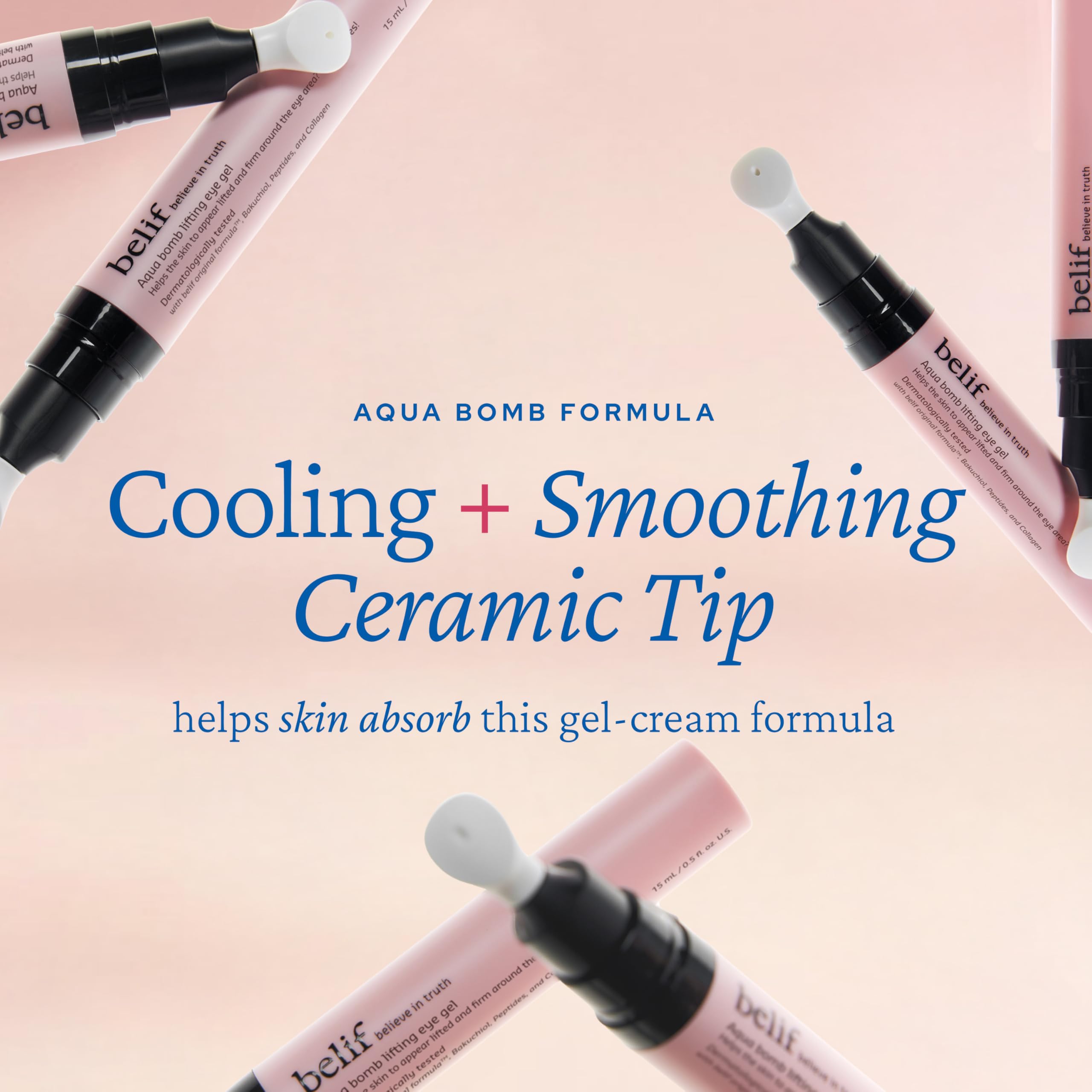 belif Aqua Bomb Cooling Eye Gel - Caffeine & Hyaluronic Acid for Puffiness & Hydration, Niacinamide & Vitamin C for Dark Circles, Adenosine & Collagen for Plumping & Firming, Korean Skin Care