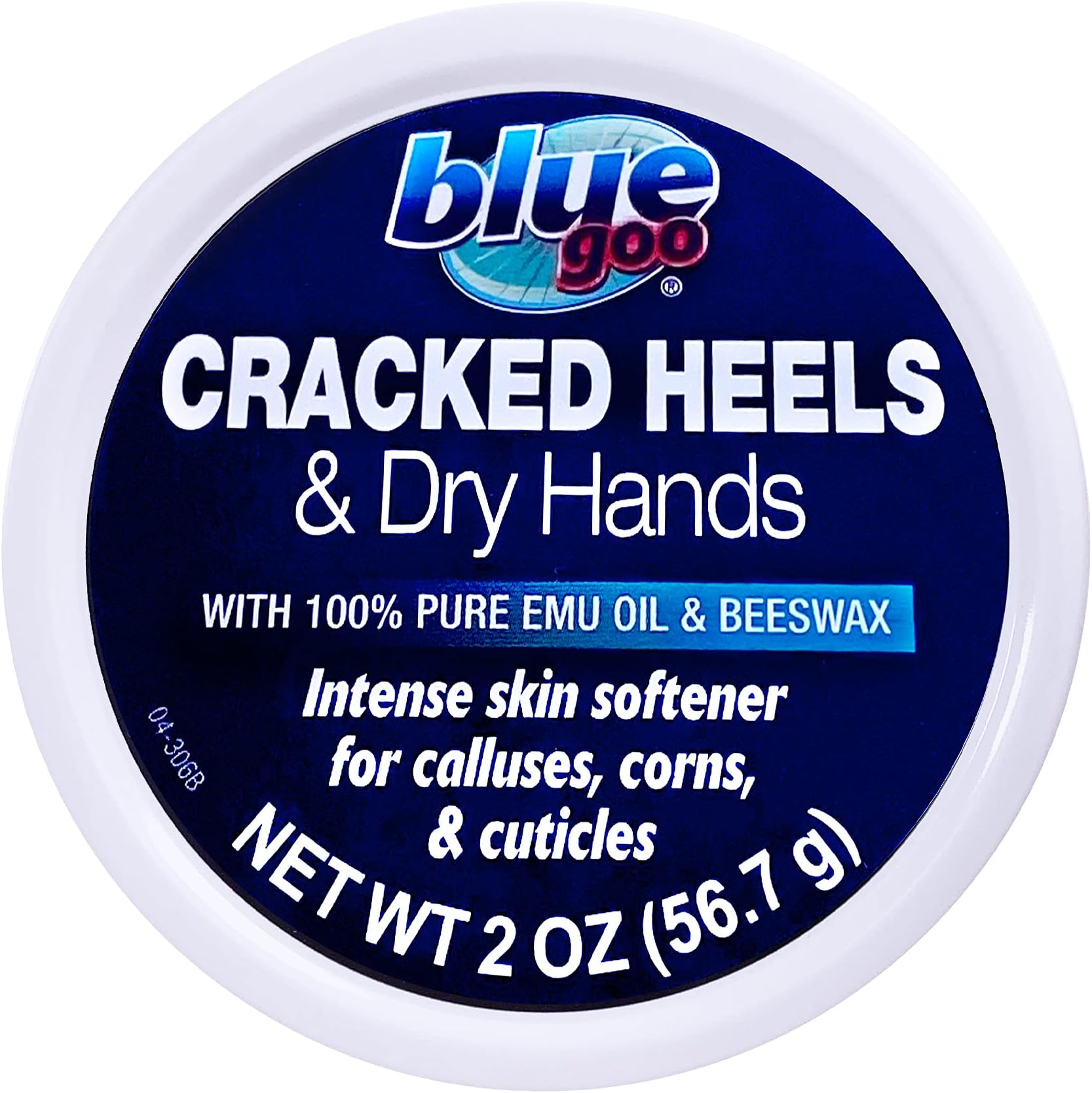 BLUE GOO Cracked Heels & Dry Hands Skin Softener for Dry Feet, Hands, Hydrating and Smoothing, Moisturizer, Dryness Relief, 2 Ounce, Made with 100% Pure EMU Oil