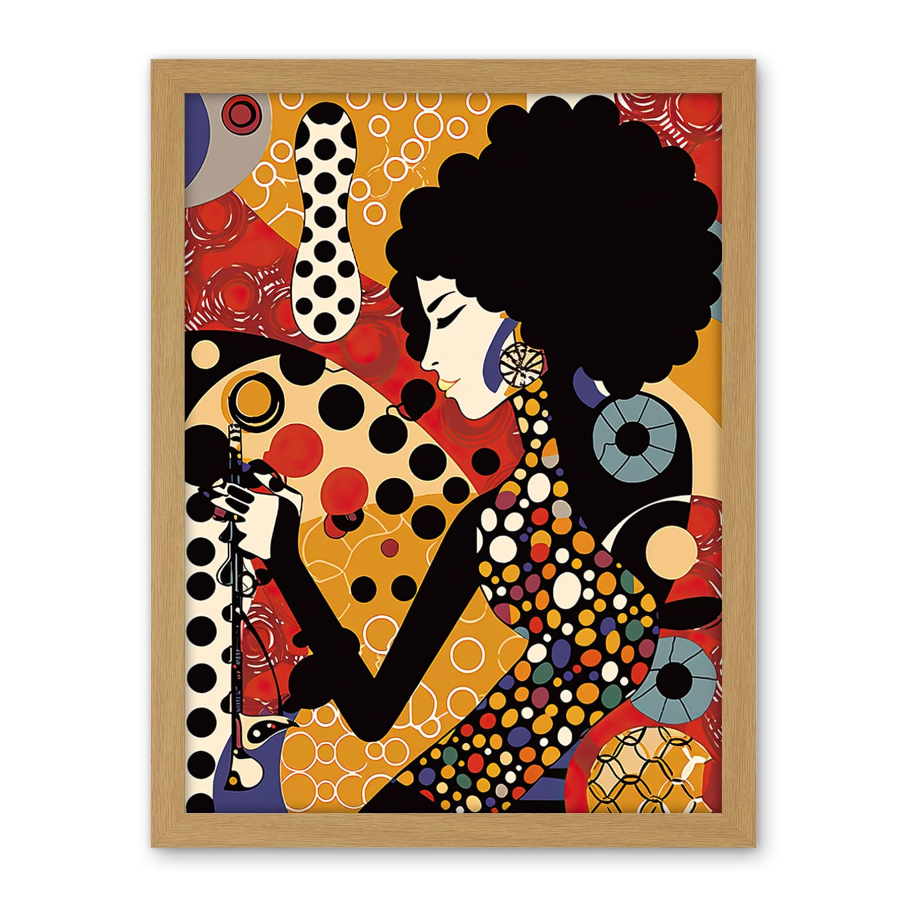Artery8 Soul Music Singer Multicoloured Dots Pattern Artwork Framed Wall Art Print 18X24 Inch