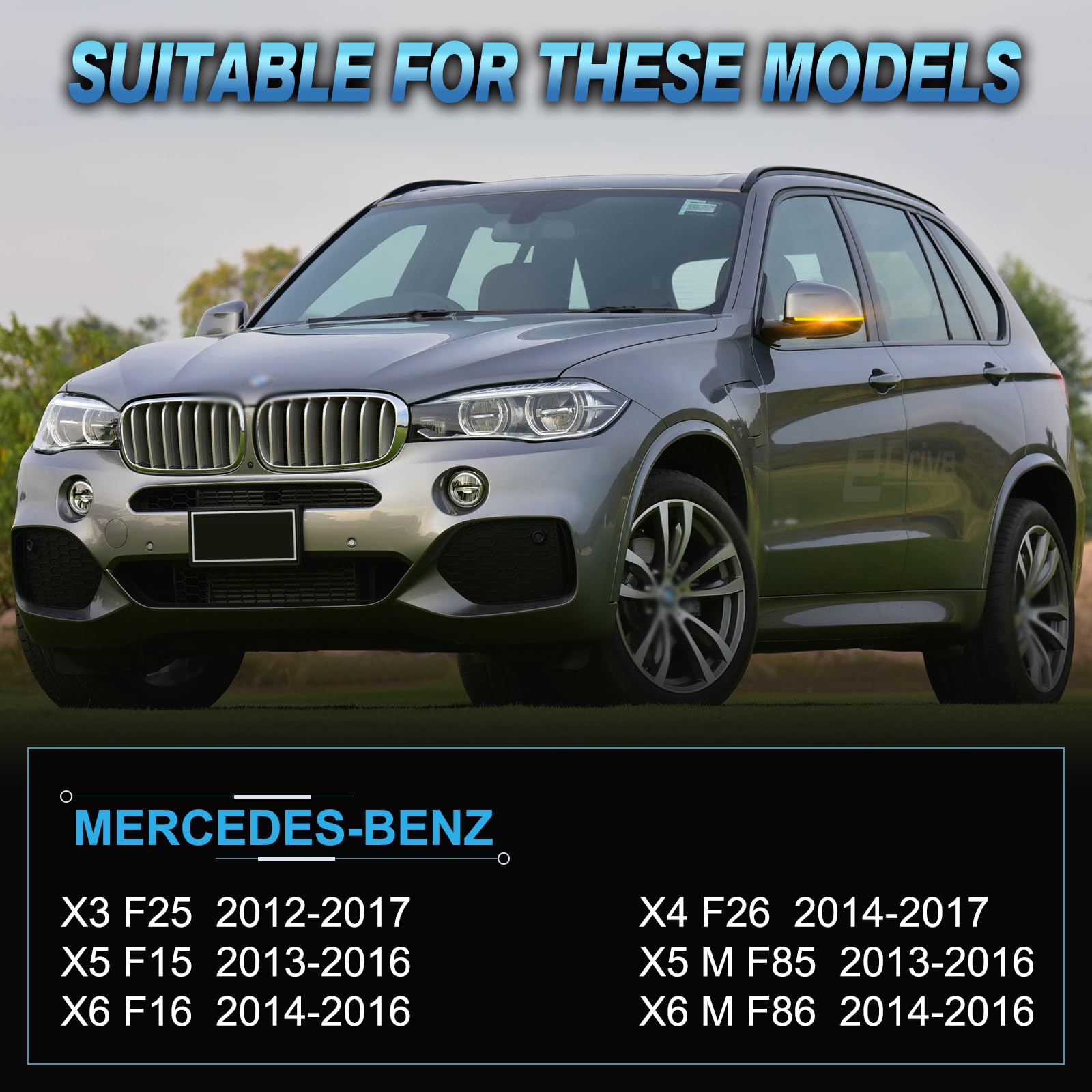 Produktbild von POPMOTORZ LED Spiegelblinker Schwarz Für BMW X3 F25 X5 F15 X6 F16 Etc. – Canbus Fehlerfrei, 2835 SMD, Plug & Play