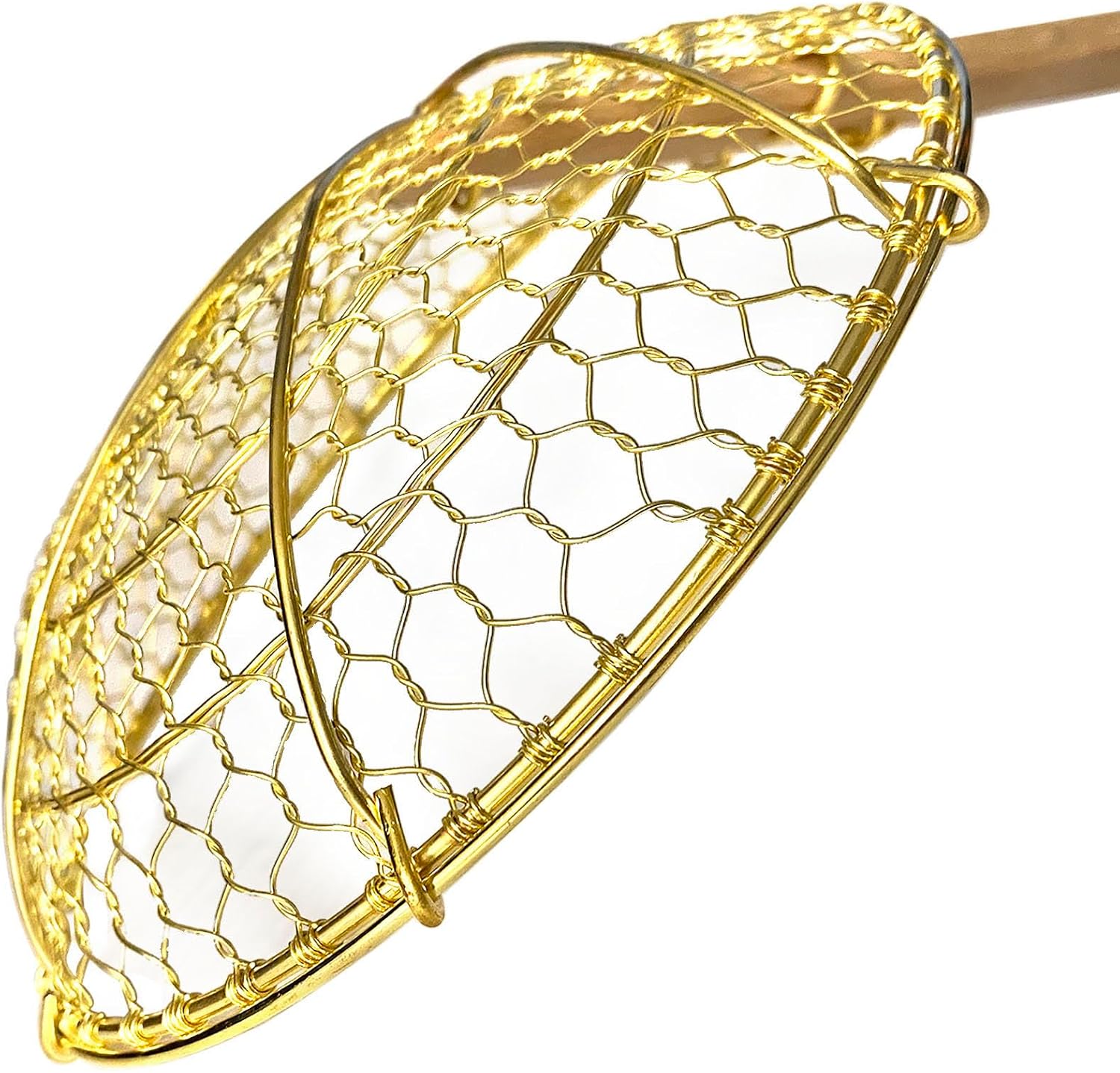 5" & 7" Round Brass Spider Strainer with Bamboo Handles Set Sunrise Kitchen Supply