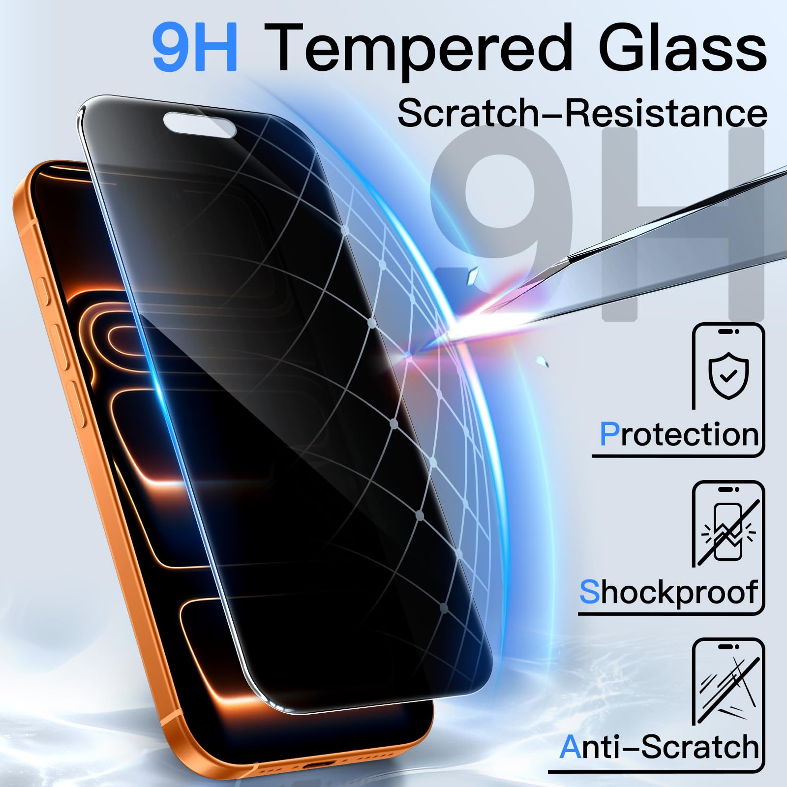 Protection D'Écran Anti-Espion 360° Pour IPhone 17 Pro Max 6.9 Pouces - Verre Trempé 9H - Lot De 2