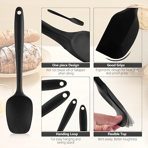 Miniatura 4 de Juego de 4 espátulas de silicona, espátulas de goma de grado alimenticio con agarre ergonómico, espátulas de goma resistentes al calor, juego de