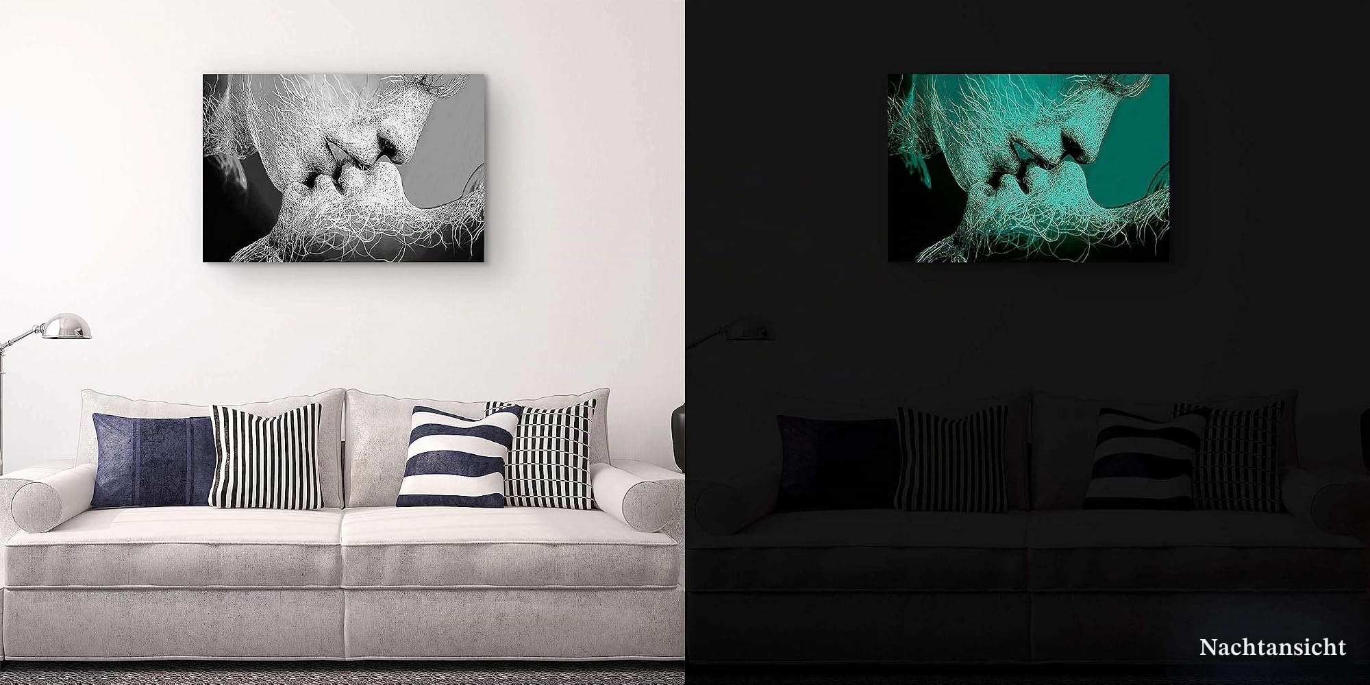 Startonight Leinwandbilder Schwarz und Weiß Adam und Eva, Doppelansicht Überraschung Modernes Dekor Kunstwerk Wand Kunst Ursprüngliche Fertig zum Aufhängen Wohnzimmer Groß Wand Bild 80 x 120 cm