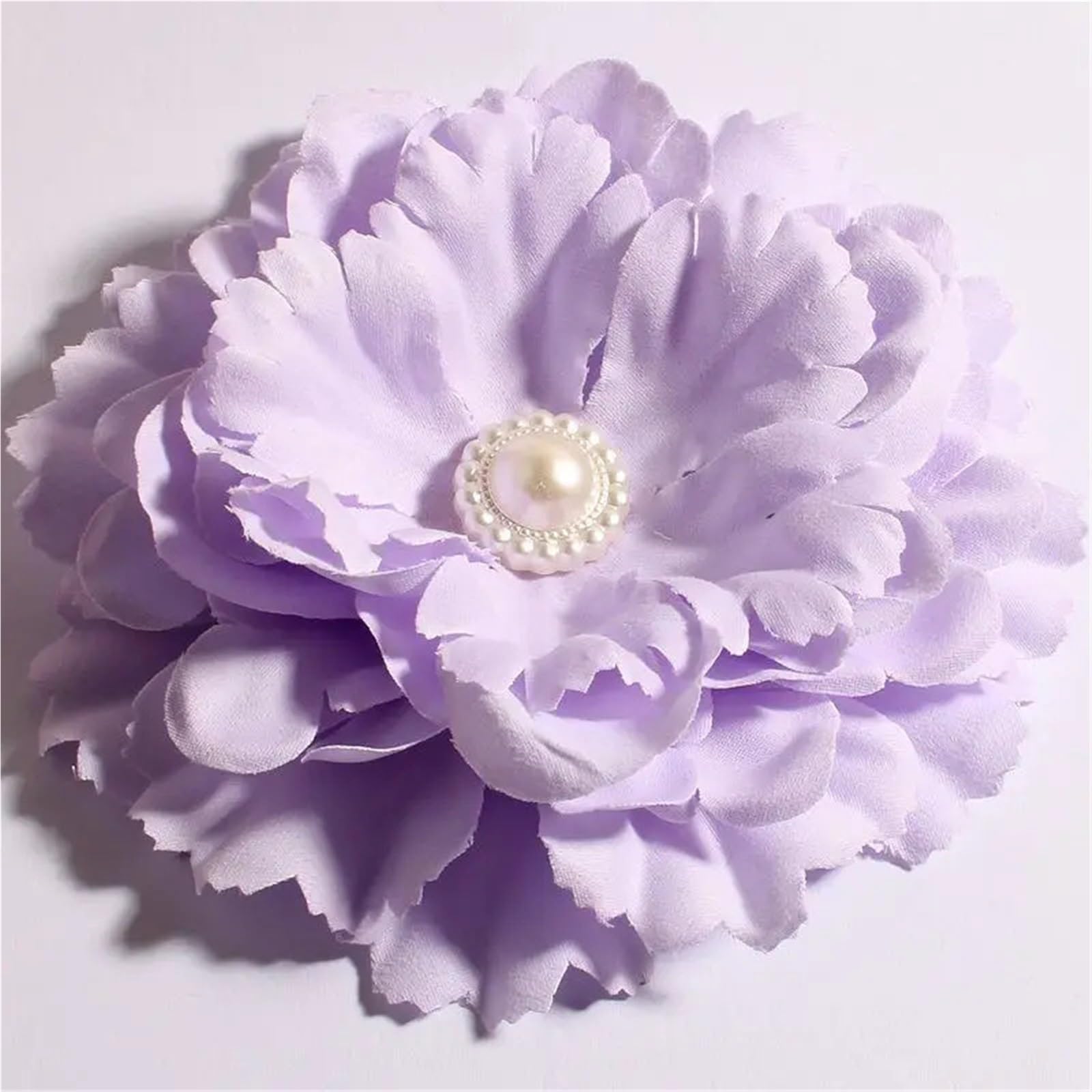 MDSRFGN Fabric Flowers 10pcs 11CM 20Colors DIY Shabby Artificial Shaped Fabric Hair Flowers With Pearl Buttons For Girl Headbands(Purple)