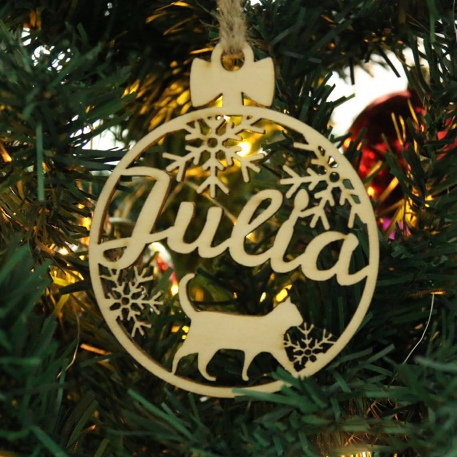 Custom Different Name Ornament, Cartoon Cat Dog Pawprint with Name Wooden Ornaments for Xmas Tree, Wooden Tags (XF7,1 Pcs)