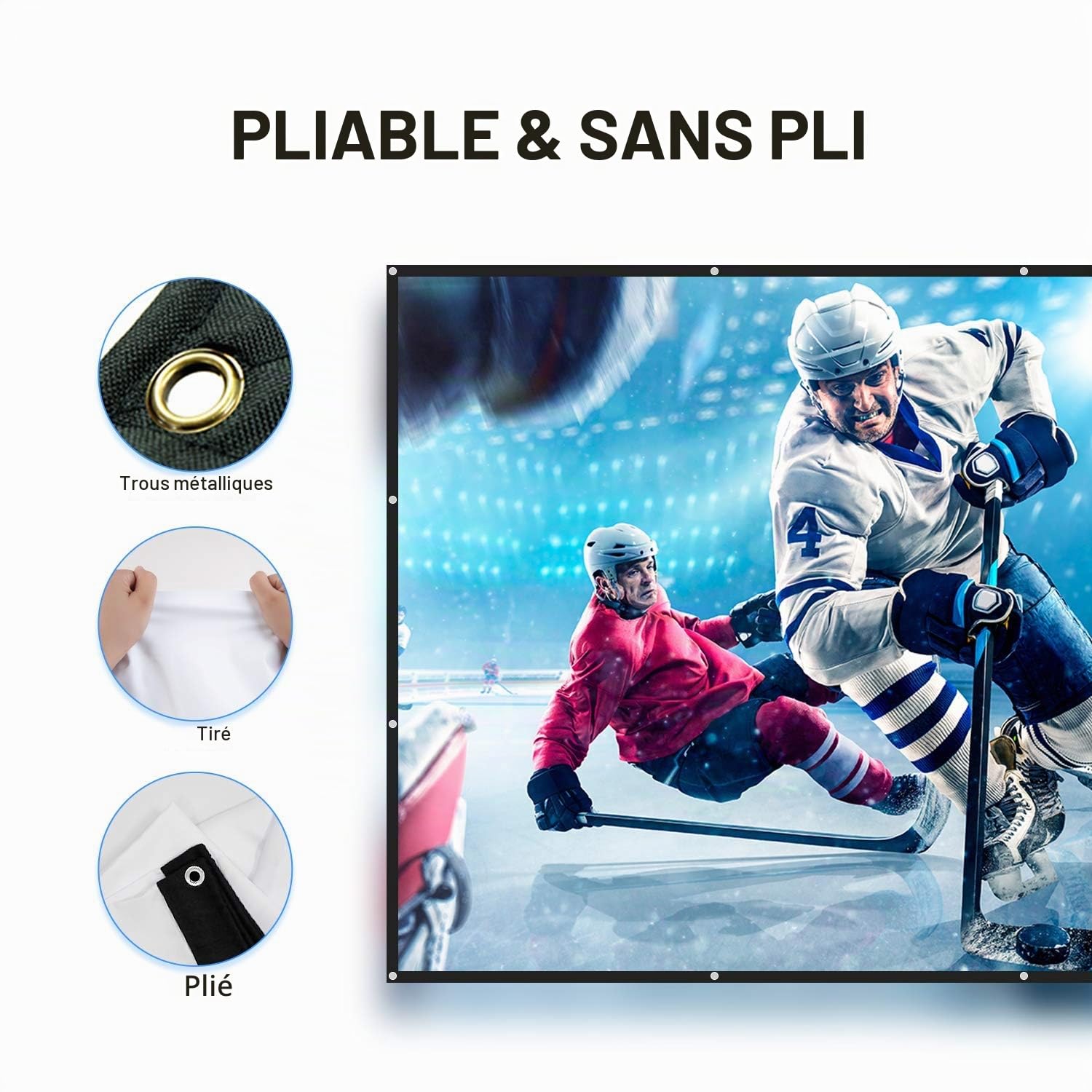 250 Pouces Écran de Projection Écran de Projecteur en Toile Full HD 3D 4K 16 9 Portale pour Vidéoprojecteurs Home Cinema/Plein Air, 28 Œillets Métalliques (553x311cm)