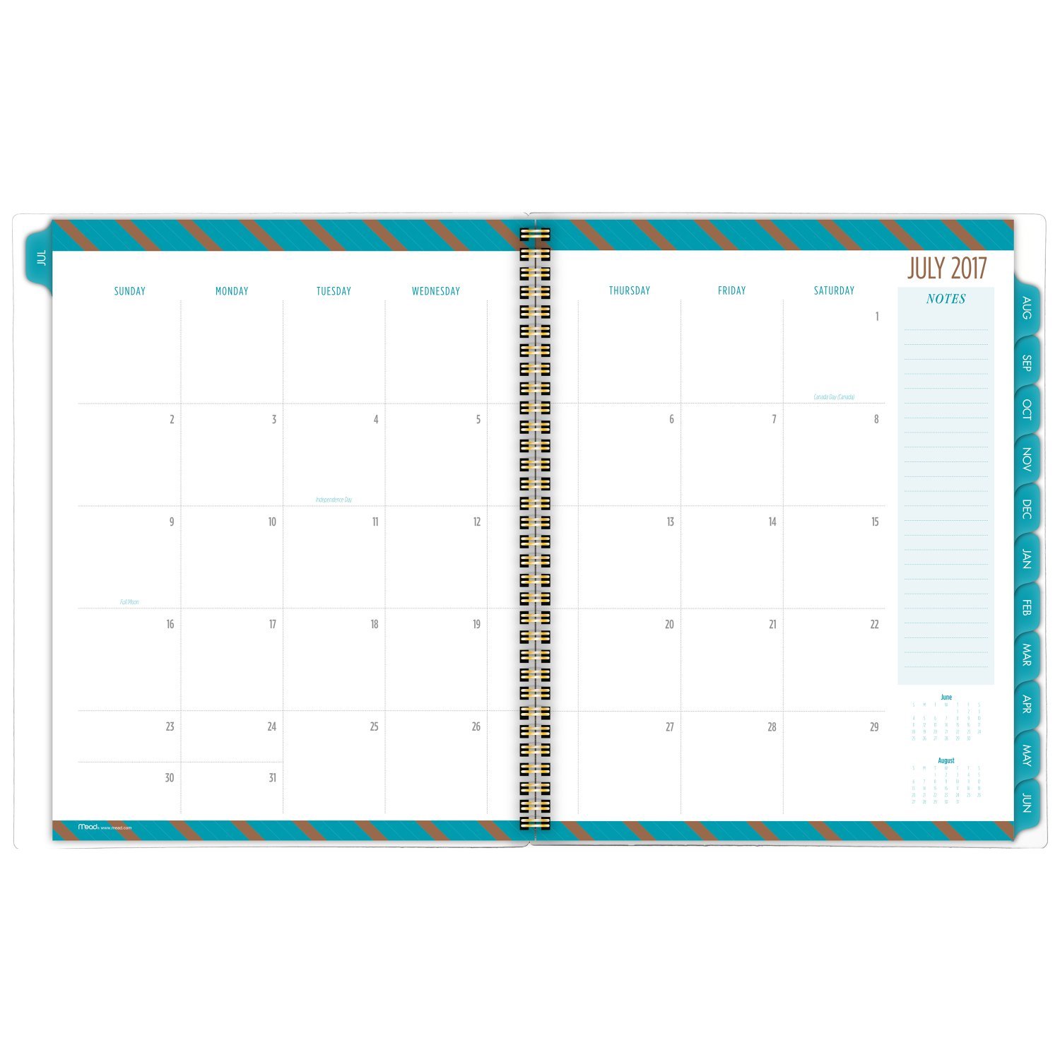Mead Academic Weekly/Monthly Planner, July 2017 - June 2018, 8-1/2" x 11", Gold & Bold, Design Will Vary (CAW50825)