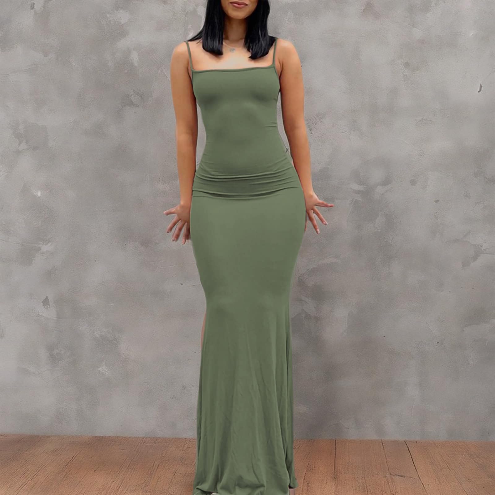 Women Bodycon Maxi Slip Dress Summer Sleeveless Strappy Backless Evening Party Long Dress