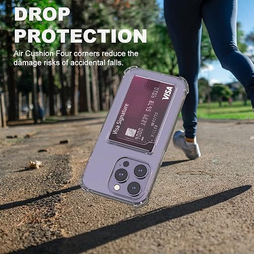 Miniatura 46 de Funda transparente para tarjeta para iPhone 13 Pro Max, funda protectora a prueba de golpes TPU delgada con tarjetero