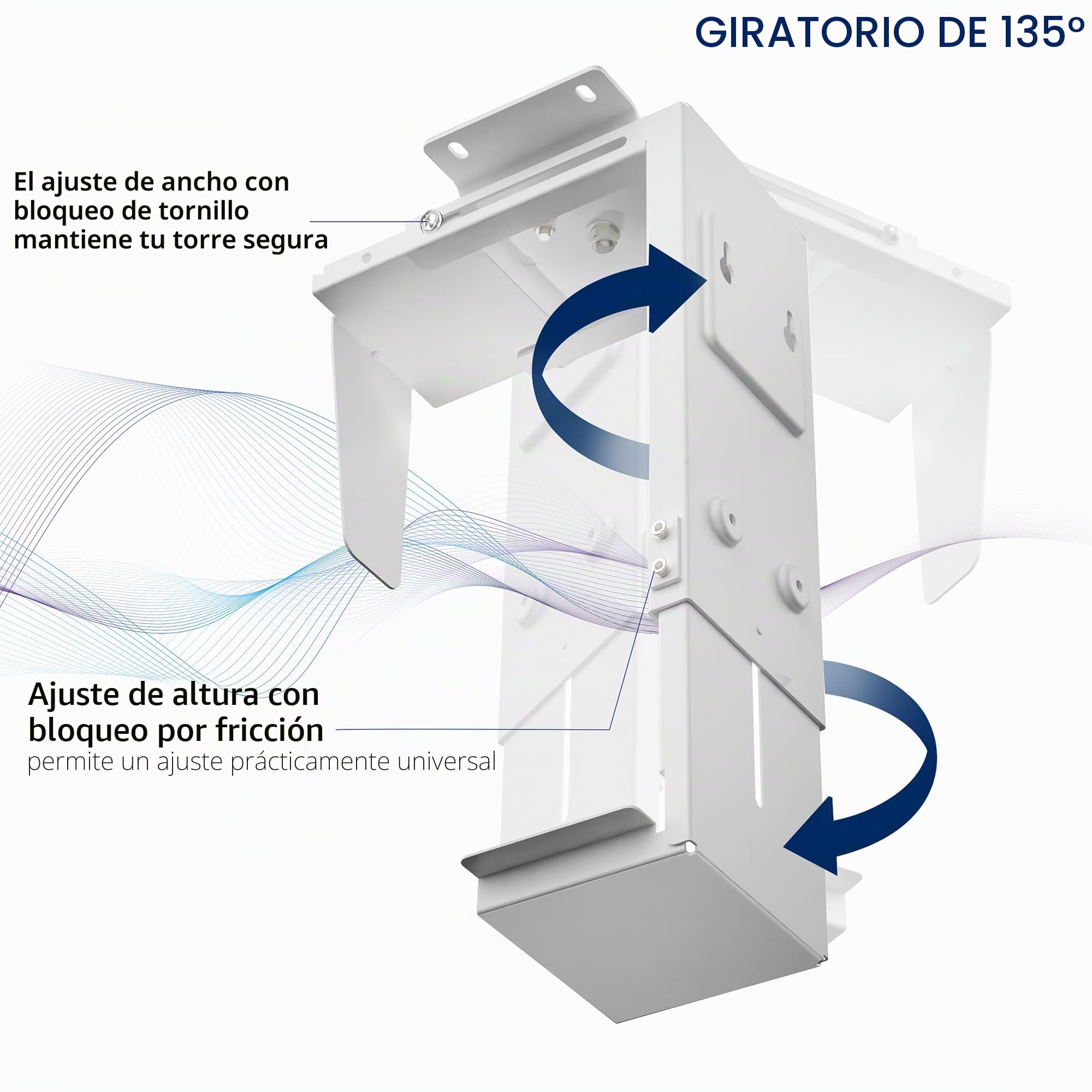 VIVO Mount-PC01W - Soporte Ajustable Debajo del Escritorio y Pared para PC de 3.5 a 7.8 Pulgadas de Ancho, Soporte de CPU con Giro y Bloqueo Seguro, Blanco, MOUNT-PC01W
