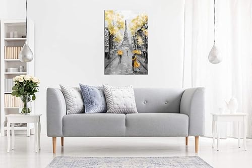 Miniatura 4 de Lienzo decorativo para pared de París en blanco y negro, amarillo, 12 x 8 pulgadas