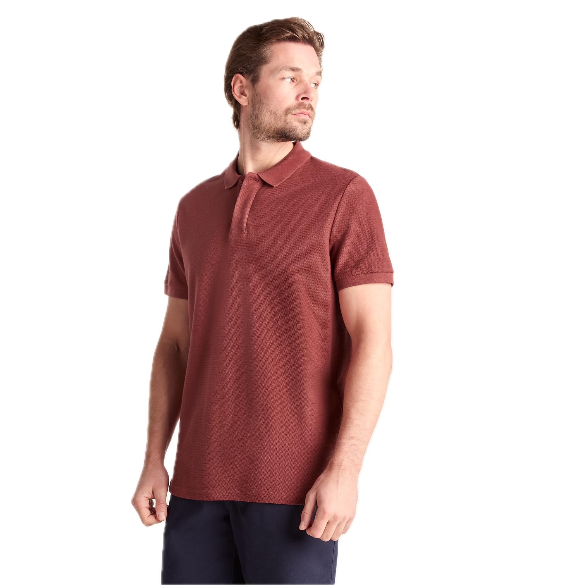 TOG24 Varris Mens Polo, Cotton Herringbone, Textured Fabric with Flat Knit Rib Collar, Mens Smart Casual Polo Shirt