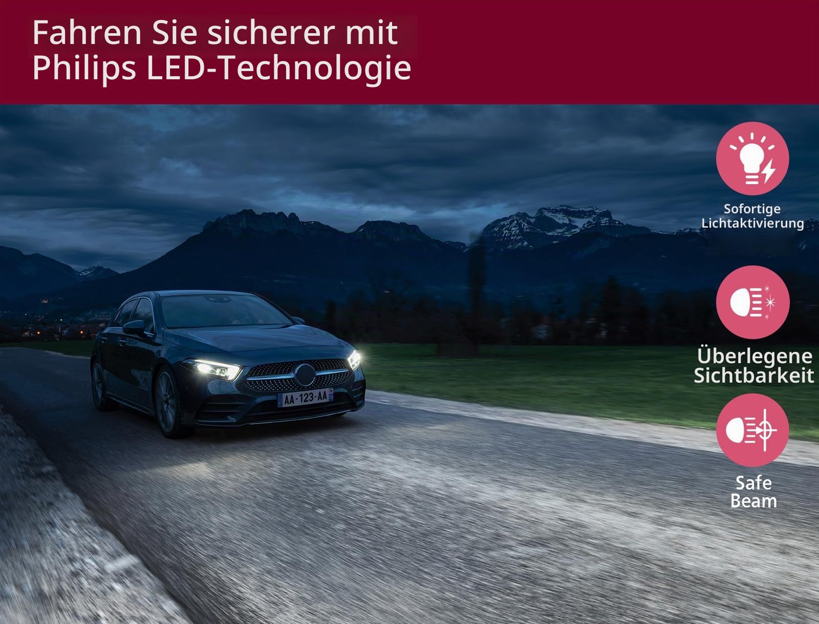 Philips Ultinon Access LED car headlight bulb (H4), ultra-compact direct-fit, +80%, 6.000K, set of 2