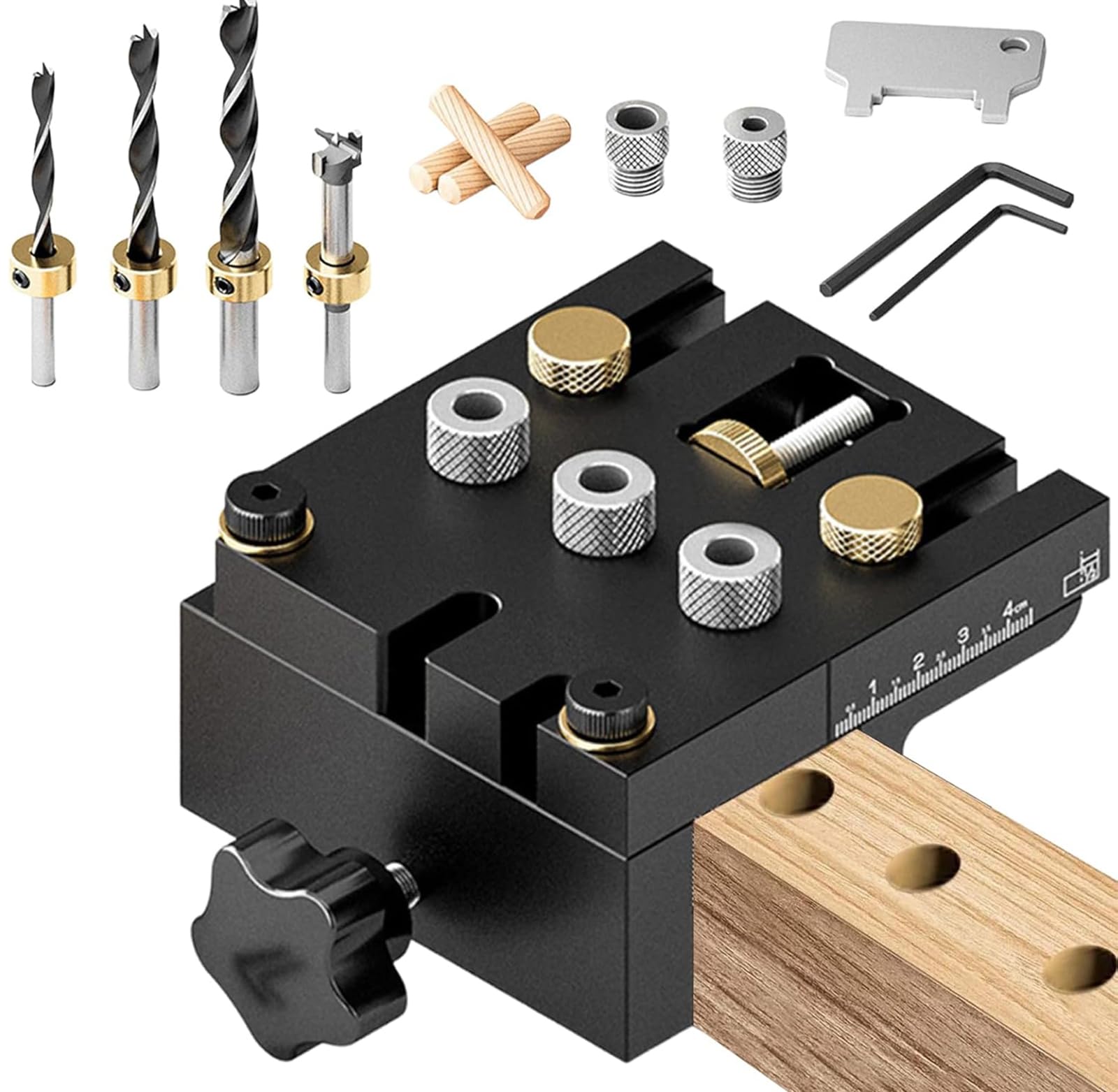 Kit 3 in 1 per fori tascabili per legno, angolo regolabile, strumento per carpenteria, localizzatore con 4 punte da trapano per la lavorazione del legno