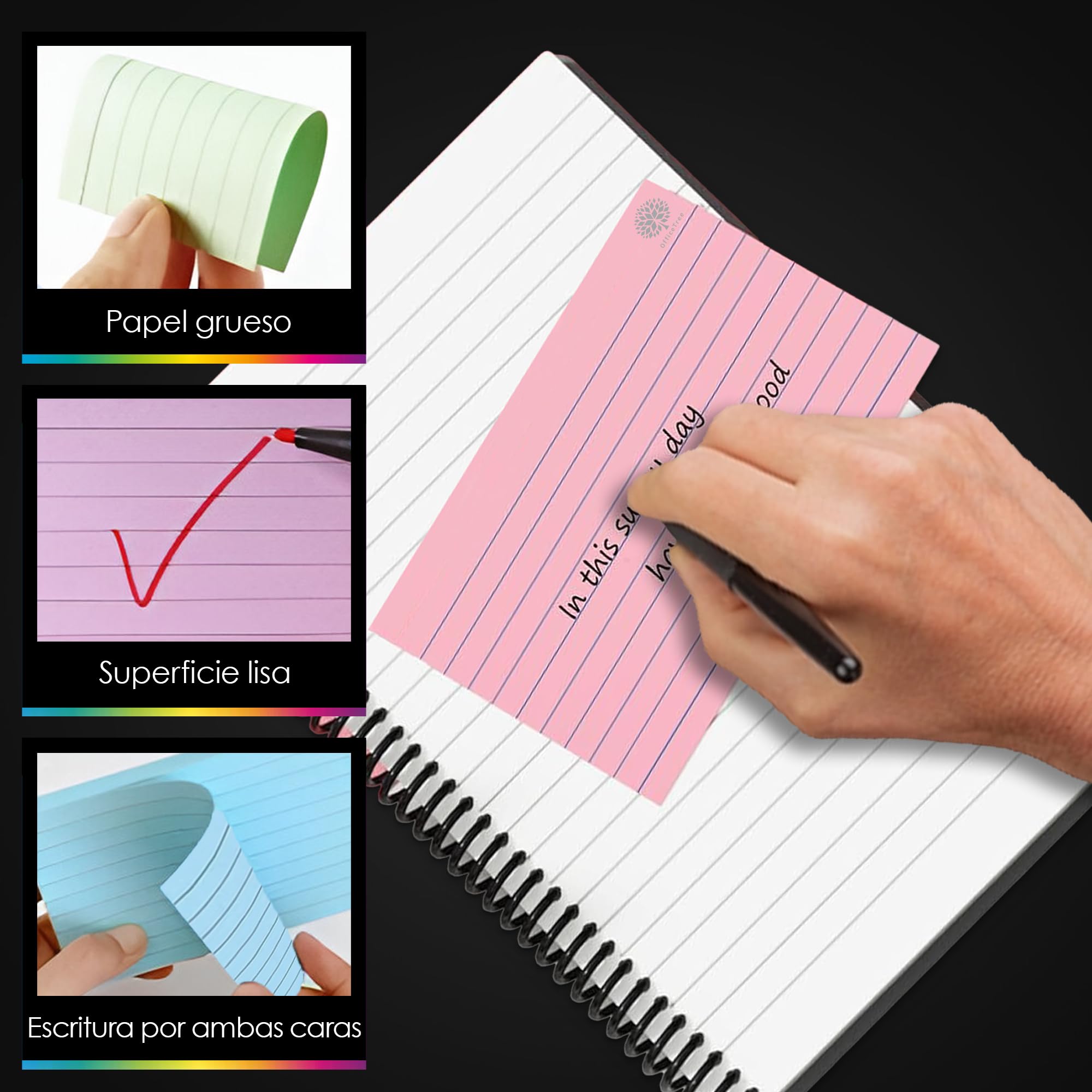OfficeTree 250x Flashcards A6 A Righe 5 Colori Schede Indice per Scuola e Studio