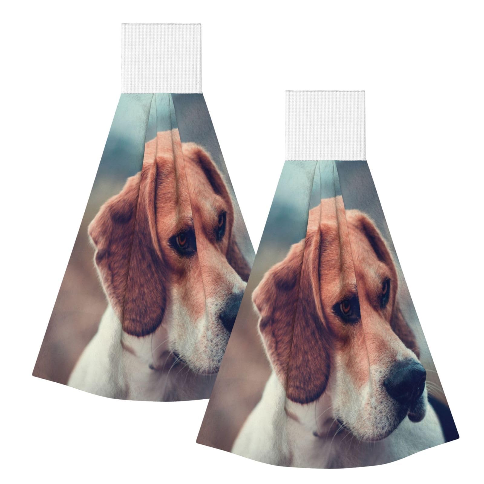 DOPKLNA Beagle Puppy Dogs Pets Beagle, 2 Pcs Hanging Coral Fiber Hand Towels for Bathroom, Absorbent Kitchen Towels