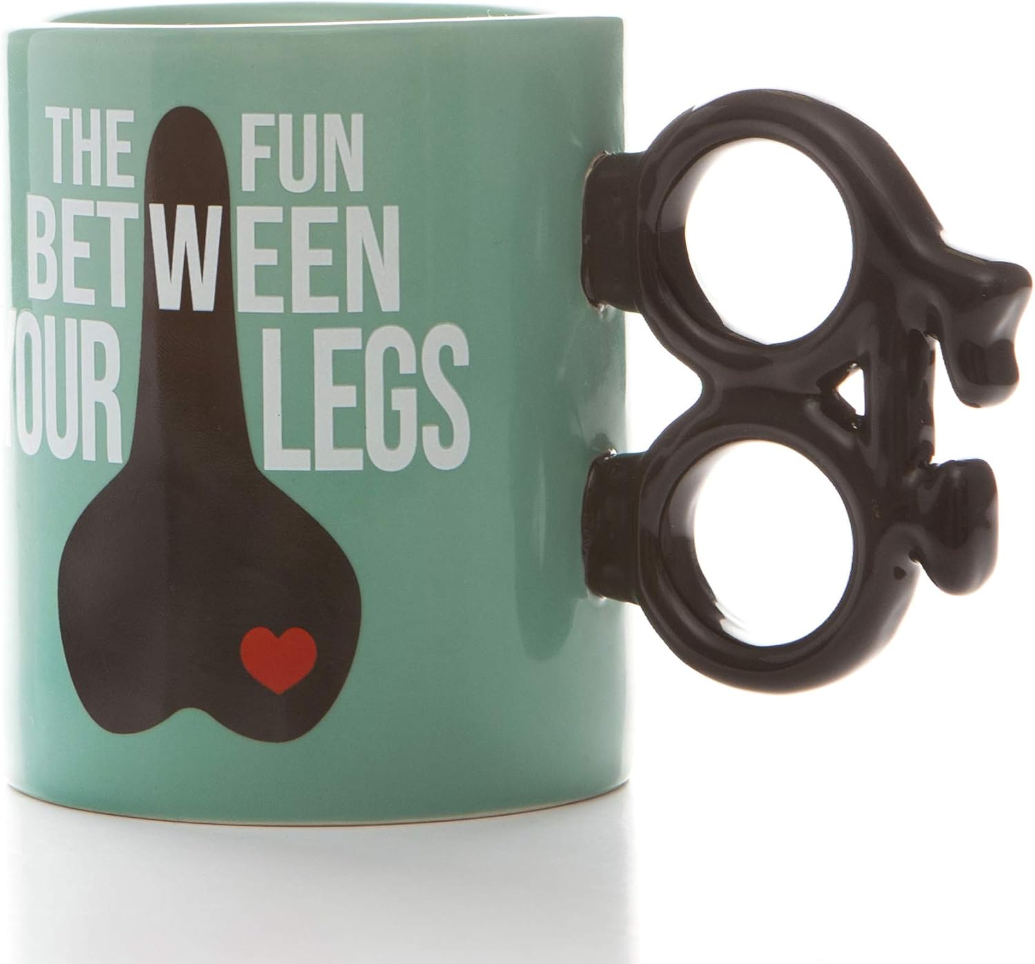 Top Brands Boxer Gifts Fun Between Legs Bike Mug | Unique Cycle Shaped Handle | Funny Birthday Christmas Secret Santa Gift for Cyclists, Ceramic, 14 Ounces,