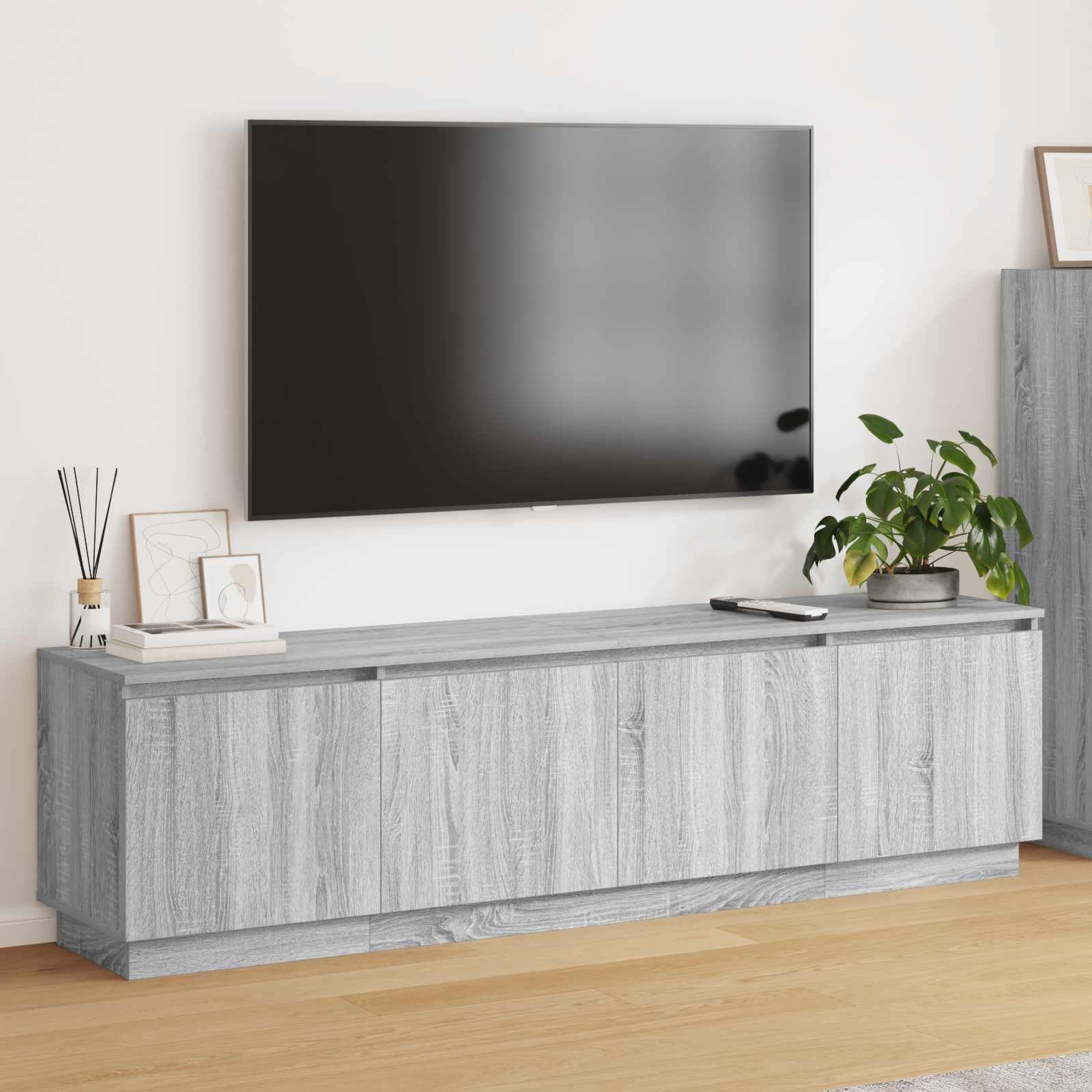 Mueble para TV de 180 x 38 x 49 cm gris Sonoma con LED