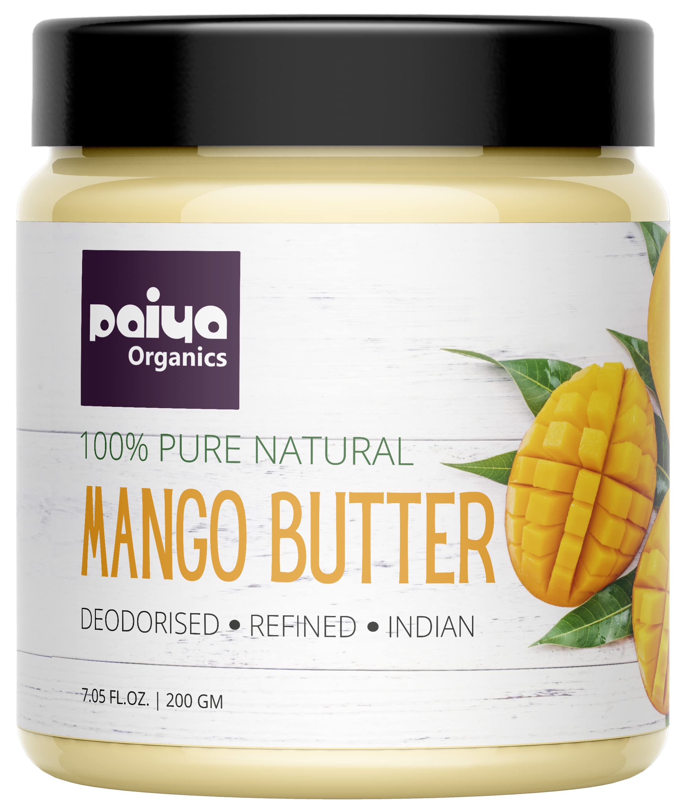 Paiya Organics Deodorised Indian Mango Butter Nourishing Antioxidant Great for Skin Care | Hair Care | DIY Products 200gm