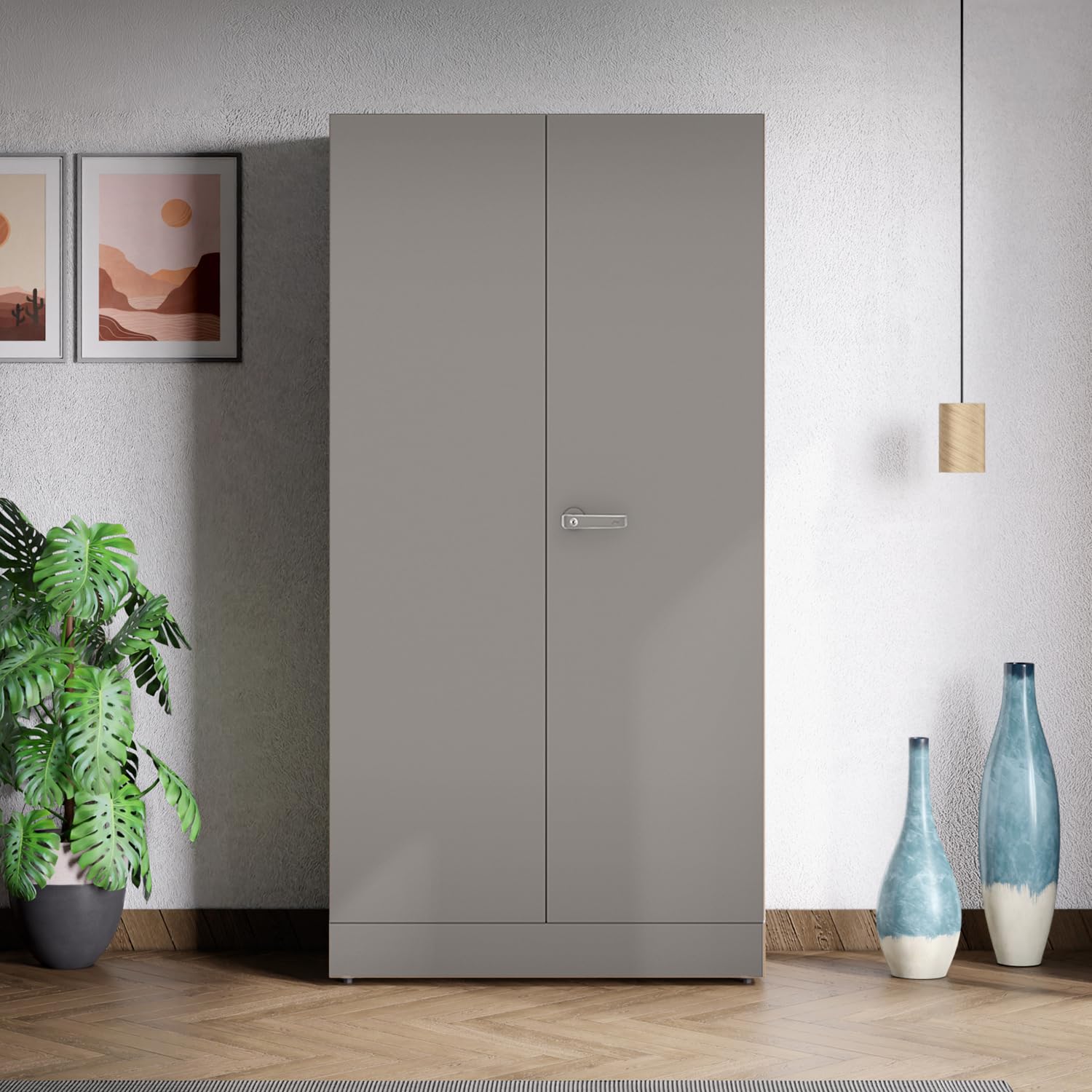 Interio by Godrej Auraline Women Basic 2-Door Steel Almirah | Rocky Grey, 1-Year Warranty, 1 Drawer-image-41