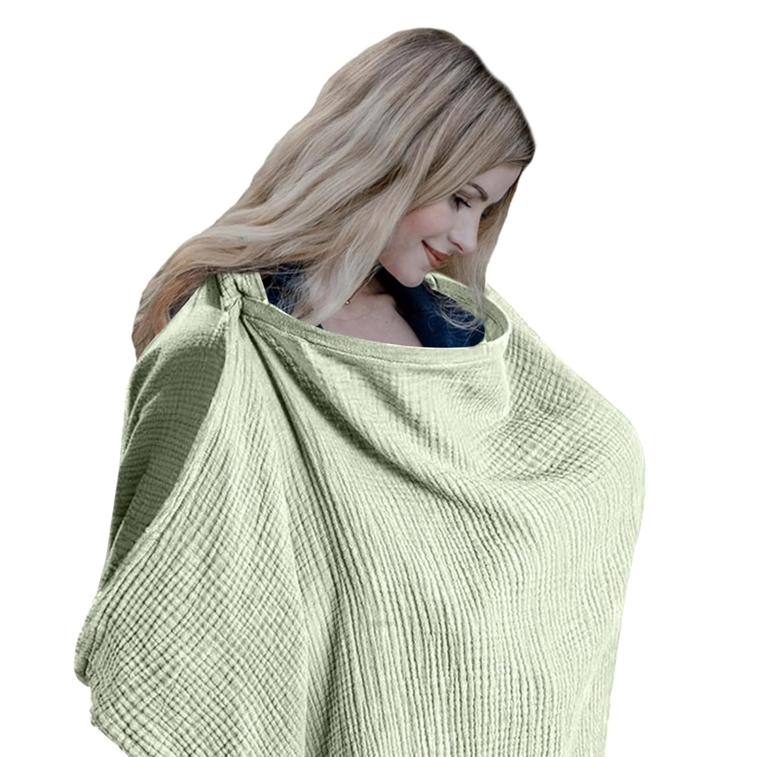 Comfortable Breastfeeding Baby Cover for Mom's Privacy Protection with Rigid and Breathable Breastfeeding Cover Multi Purpose Apron Cover Shawl Breastfeeding Cover - 100% ?Muslin? Cotton Green